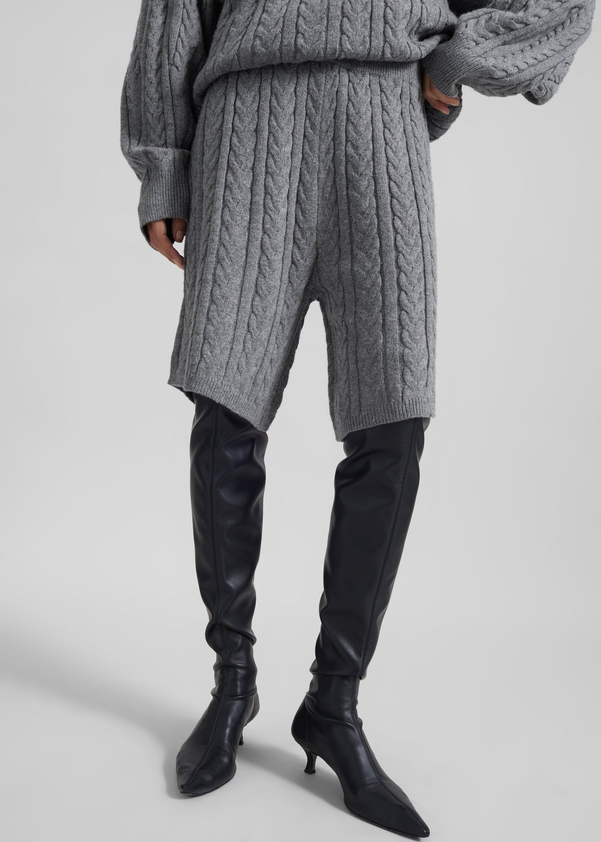 Karmoy Cable Knit Shorts - Grey – view 2 of 7
