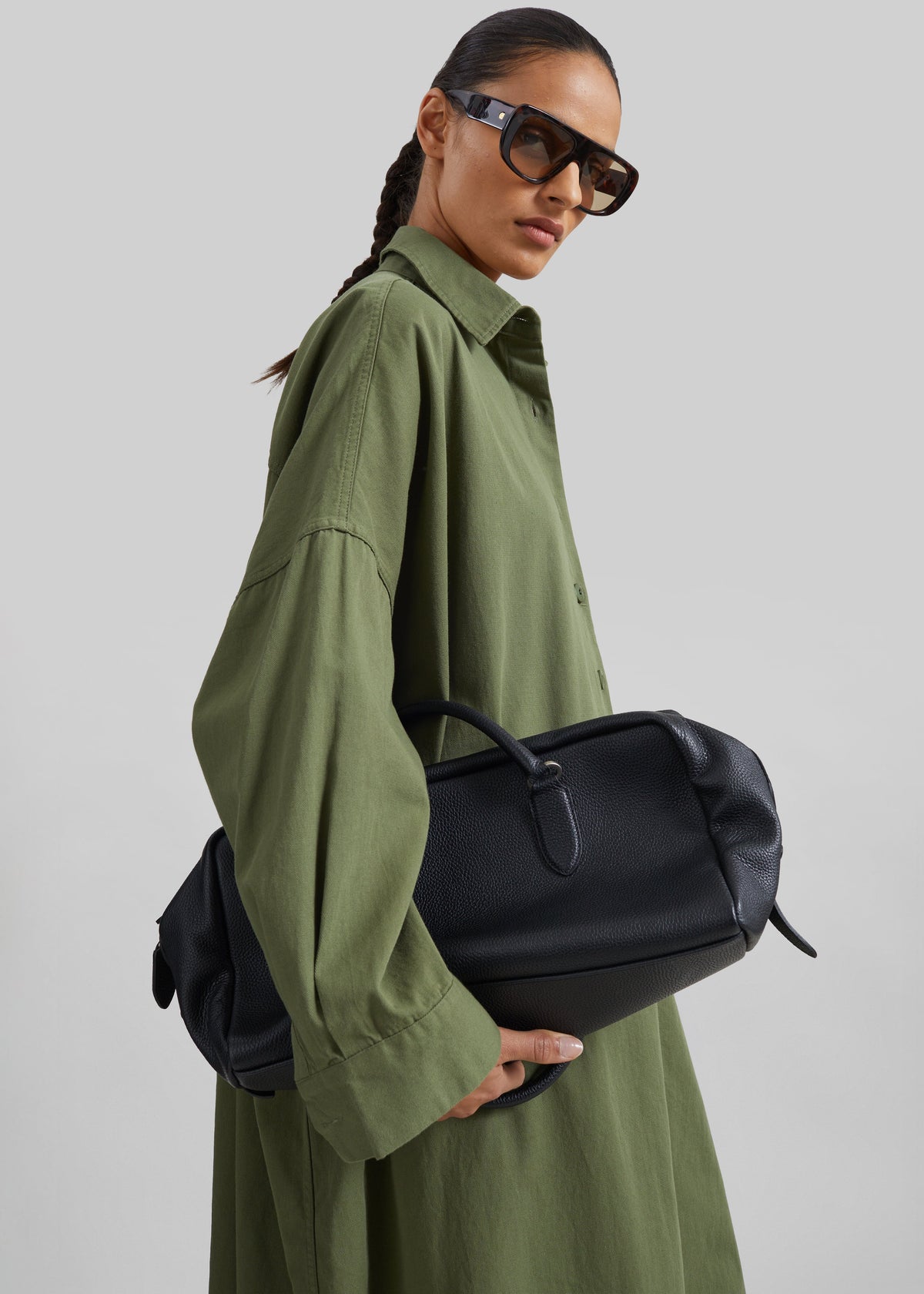 Kason Oversized Shirt Dress - Dark Olive – view 5 of 10