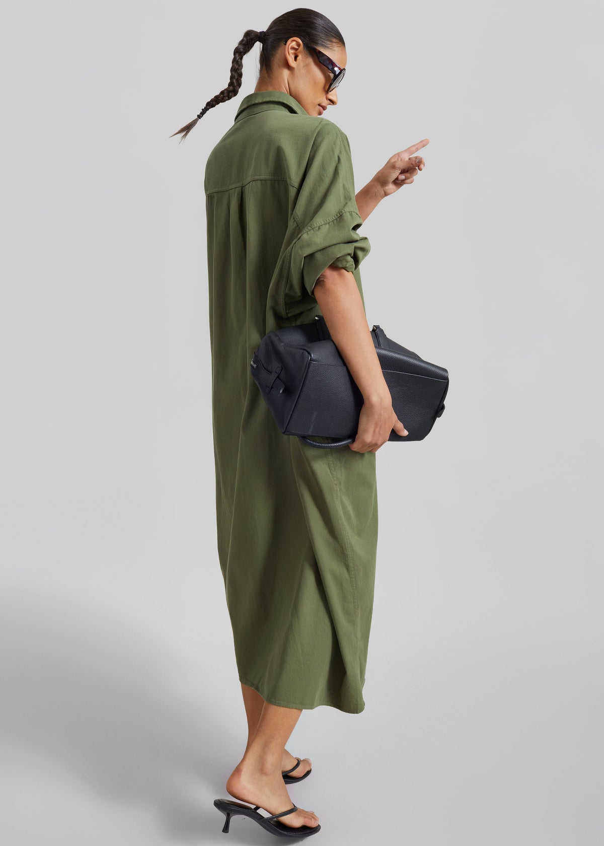 Kason Oversized Shirt Dress - Dark Olive – view 7 of 10