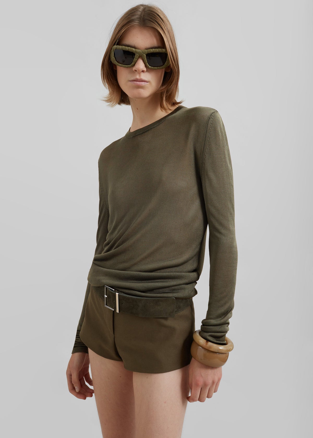 Kazel Thin Knit Top - Khaki – view 9 of 11