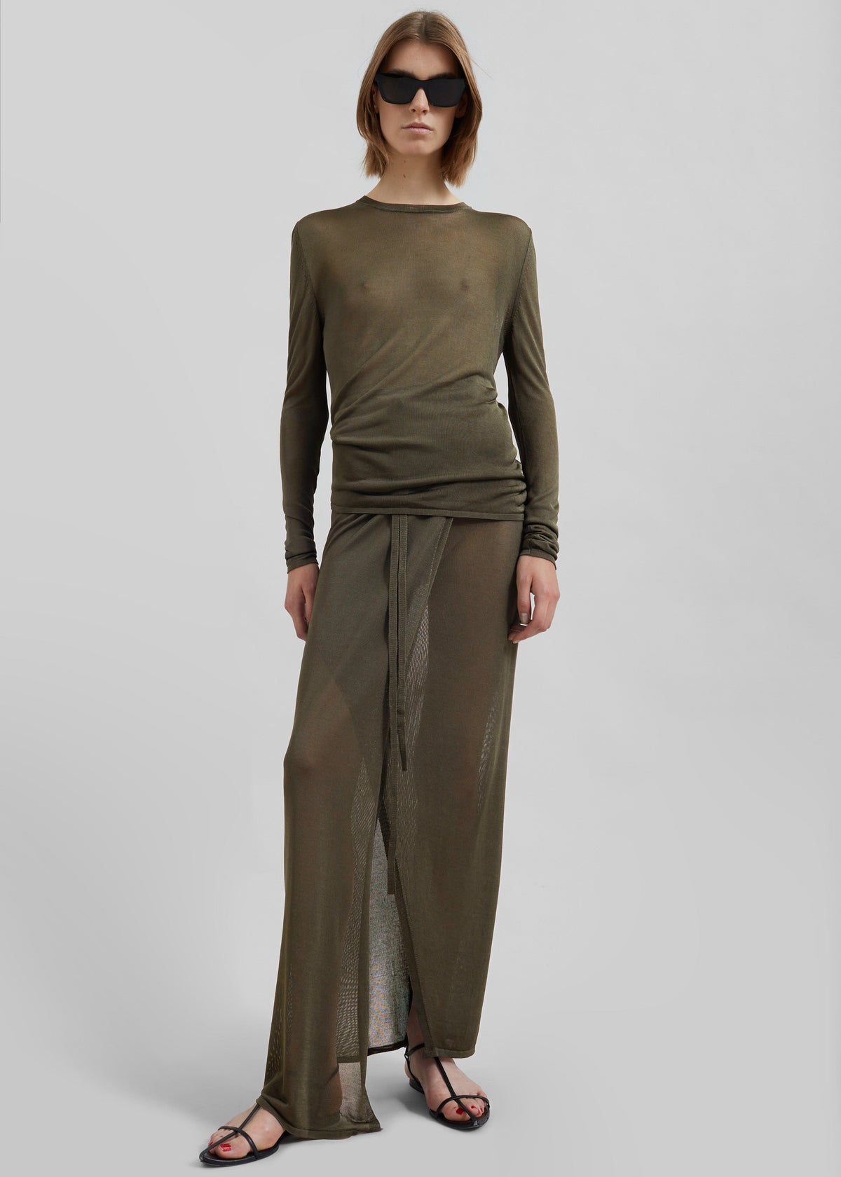 Kazel Thin Knit Top - Khaki – view 3 of 11