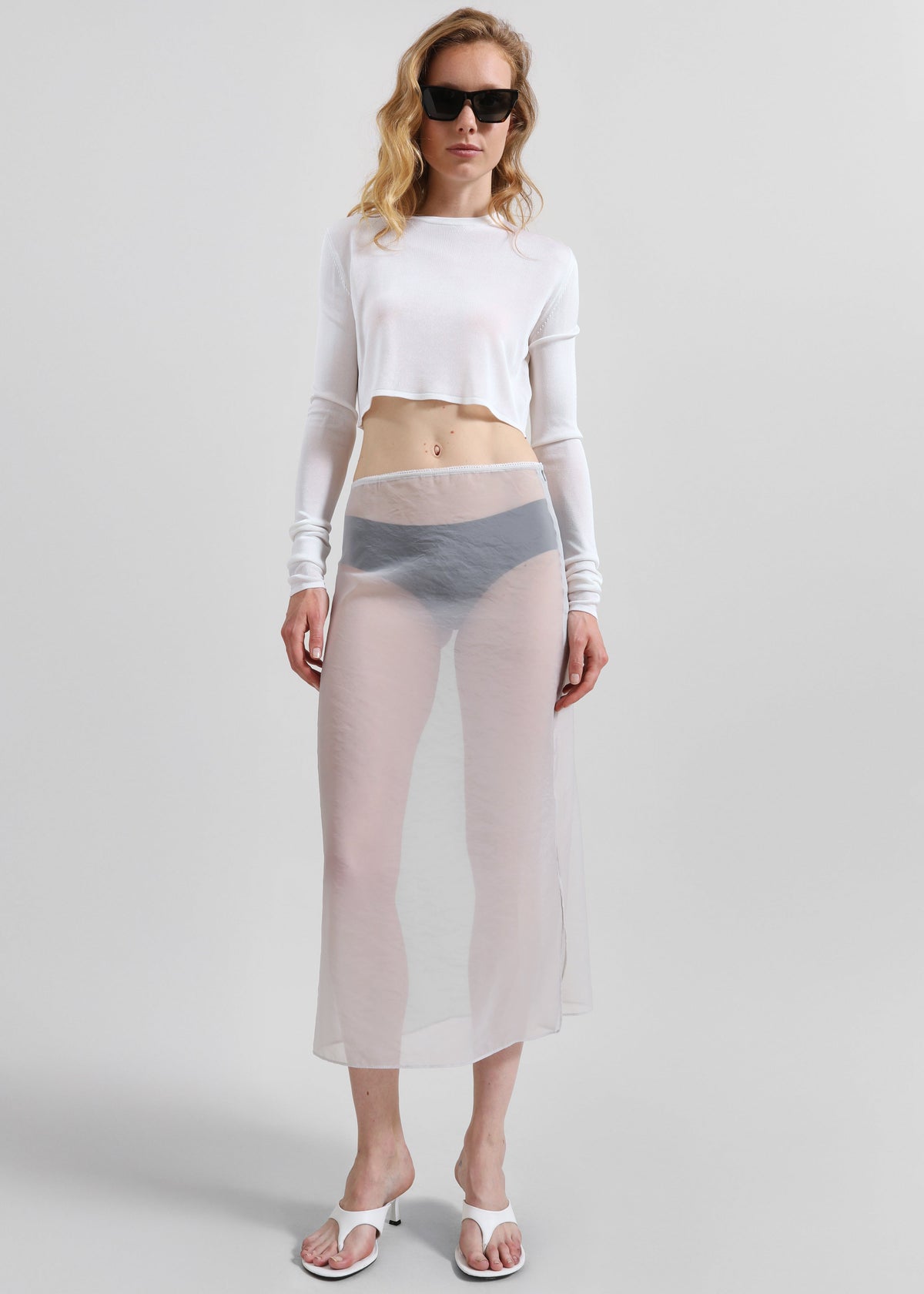 Kazel Cropped Thin Knit Top - White – view 4 of 11