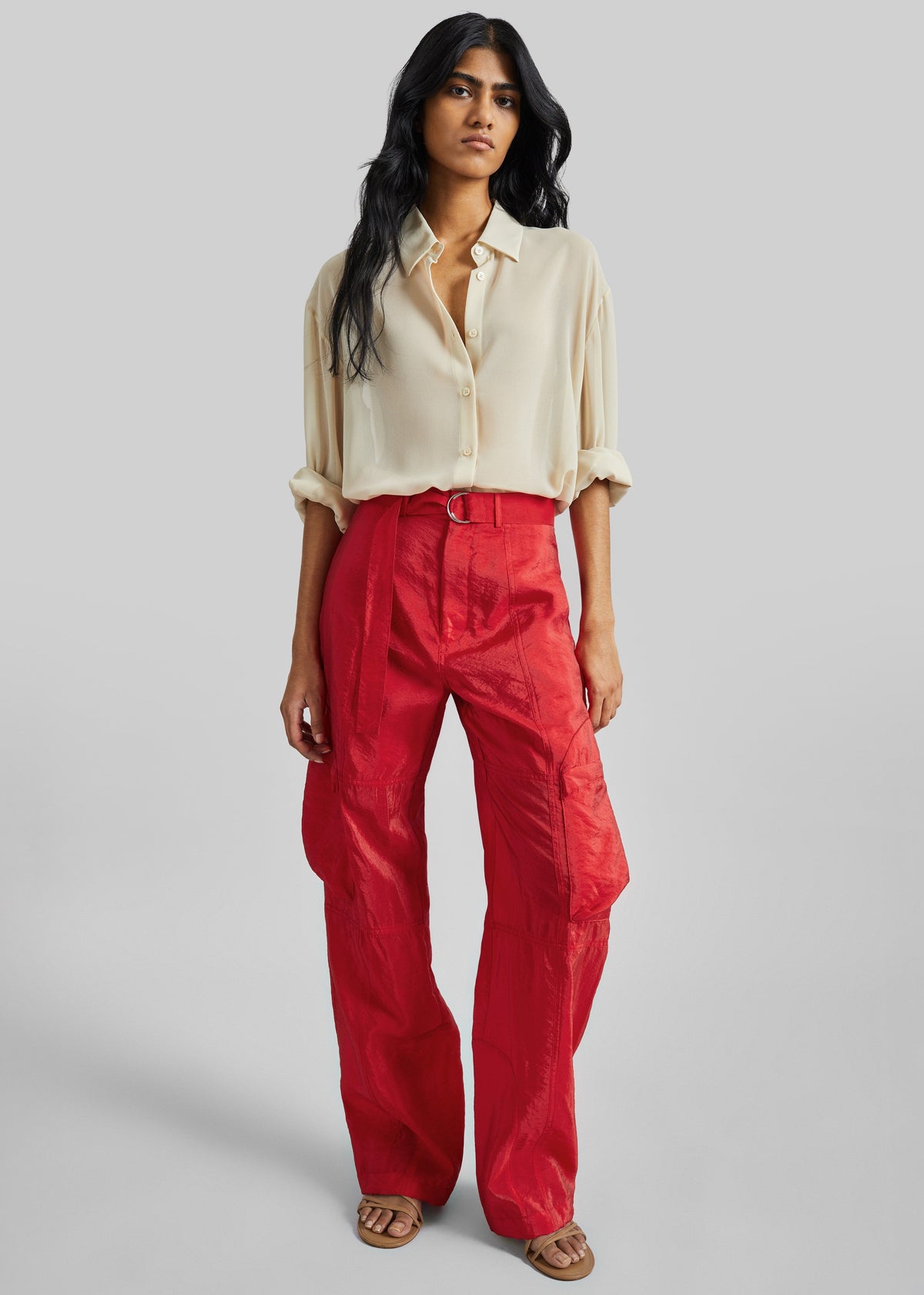 Kelly Sheer Cargo Pants - Red – view 1 of 8