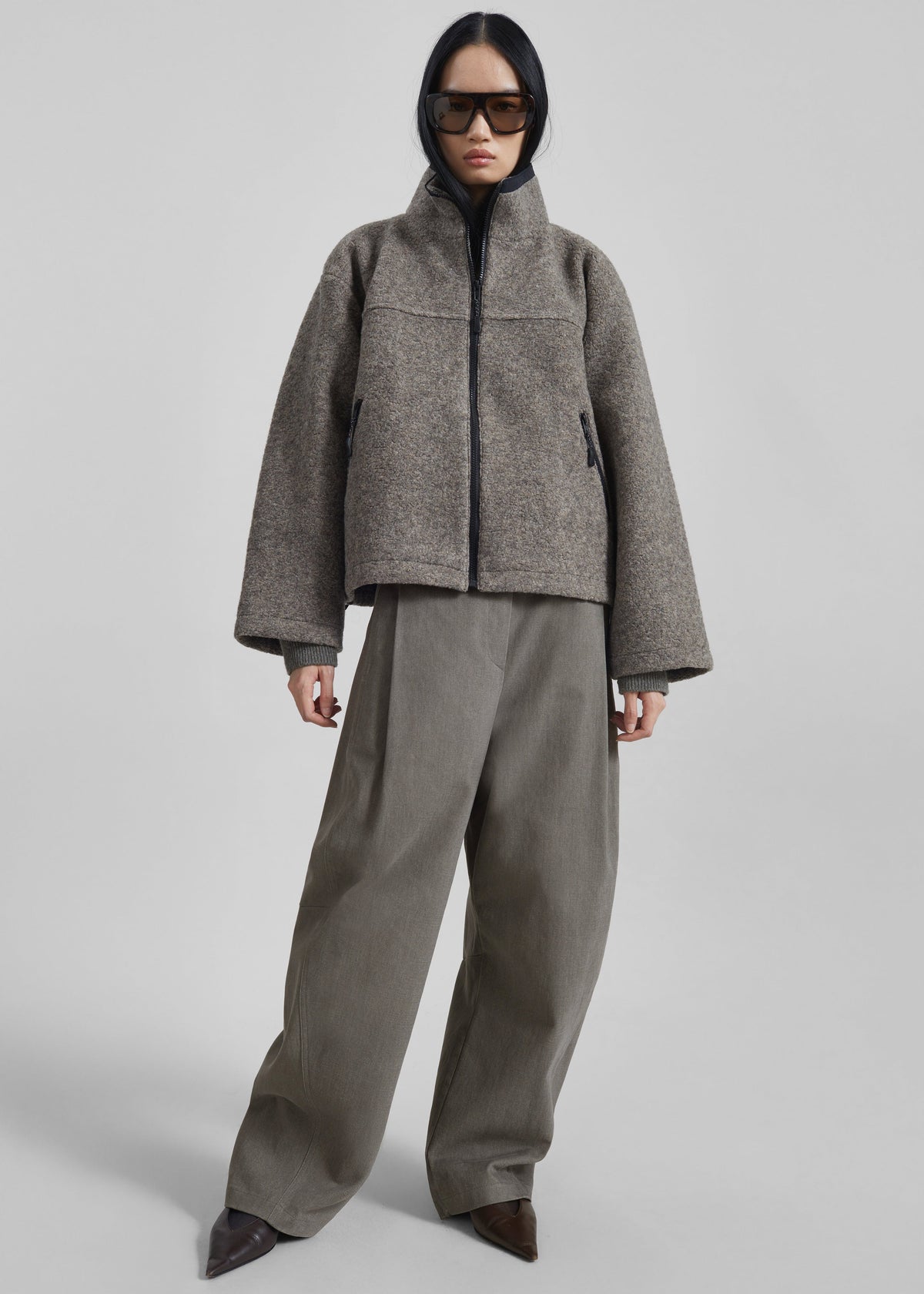 Kenei Fleece Zip Jacket - Greige Melange – view 2 of 8