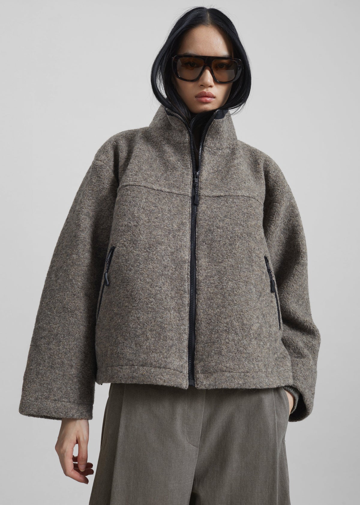 Kenei Fleece Zip Jacket - Greige Melange – view 6 of 8
