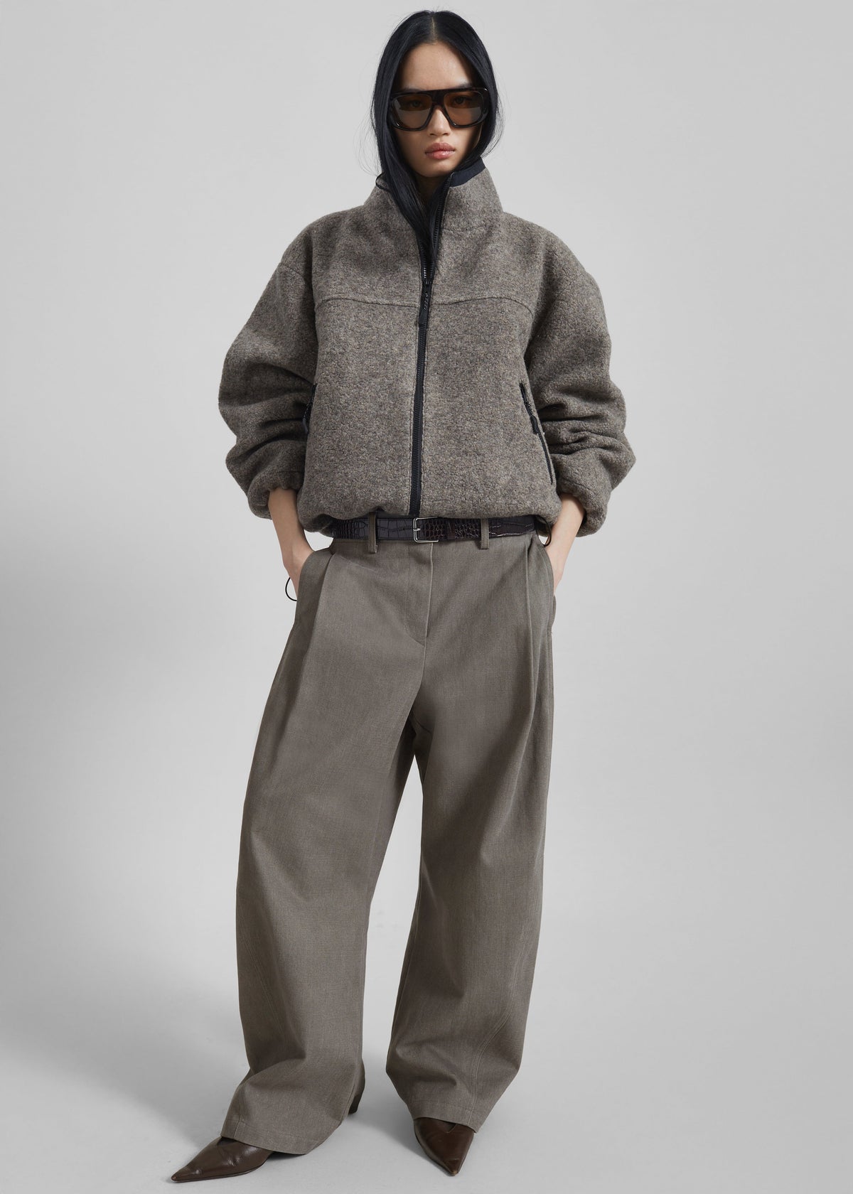 Kenei Fleece Zip Jacket - Greige Melange – view 3 of 8