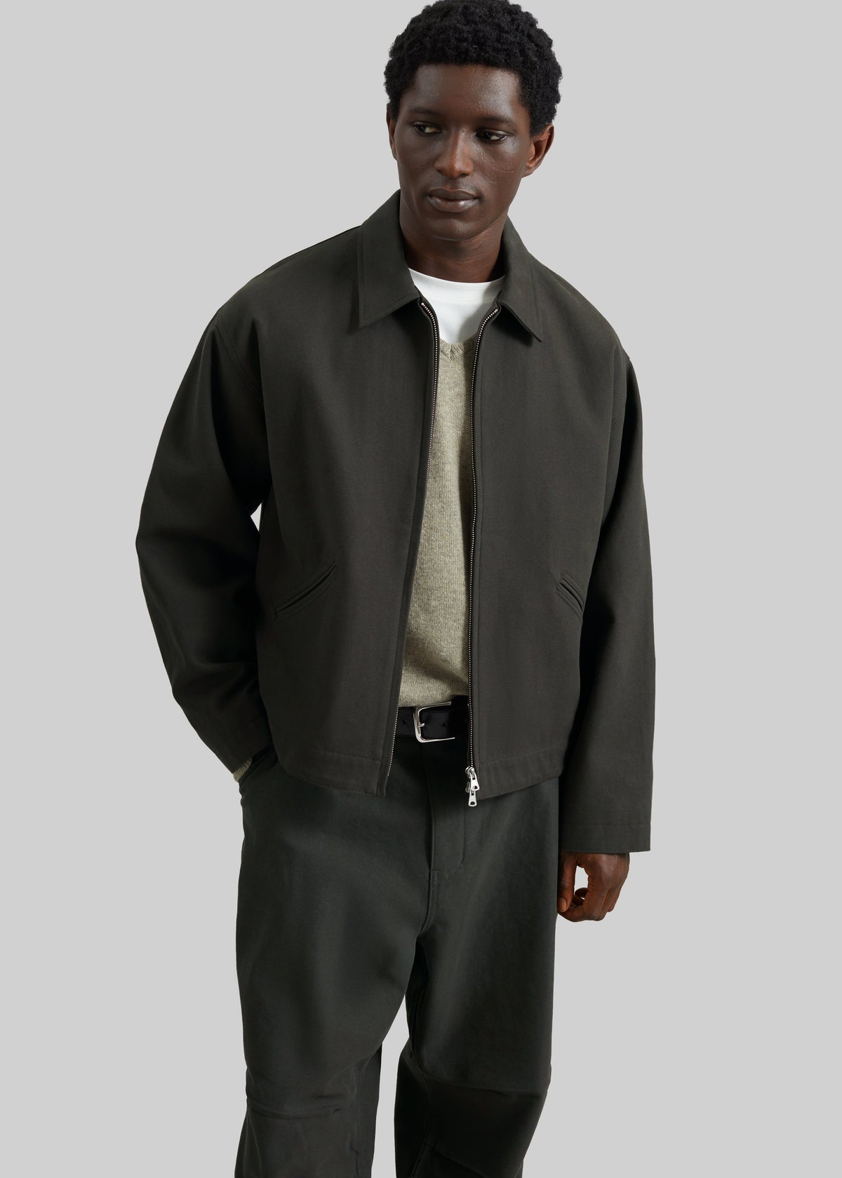 Kenton Cotton Zip Jacket - Charcoal – view 1 of 8