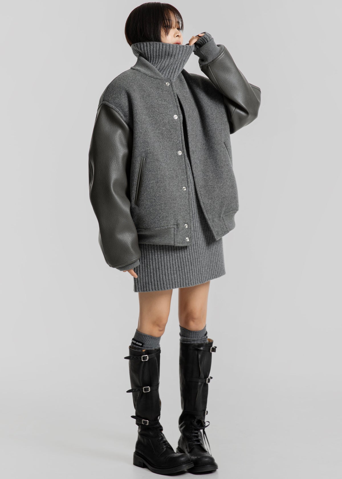 Kerava Oversized Bomber Jacket - Grey – view 7 of 22