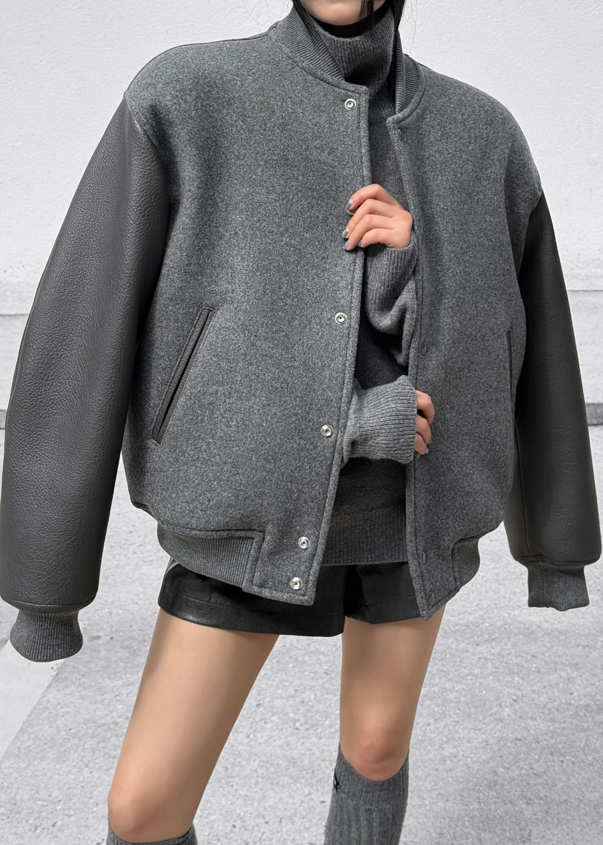 Kerava Oversized Bomber Jacket - Grey – view 12 of 22