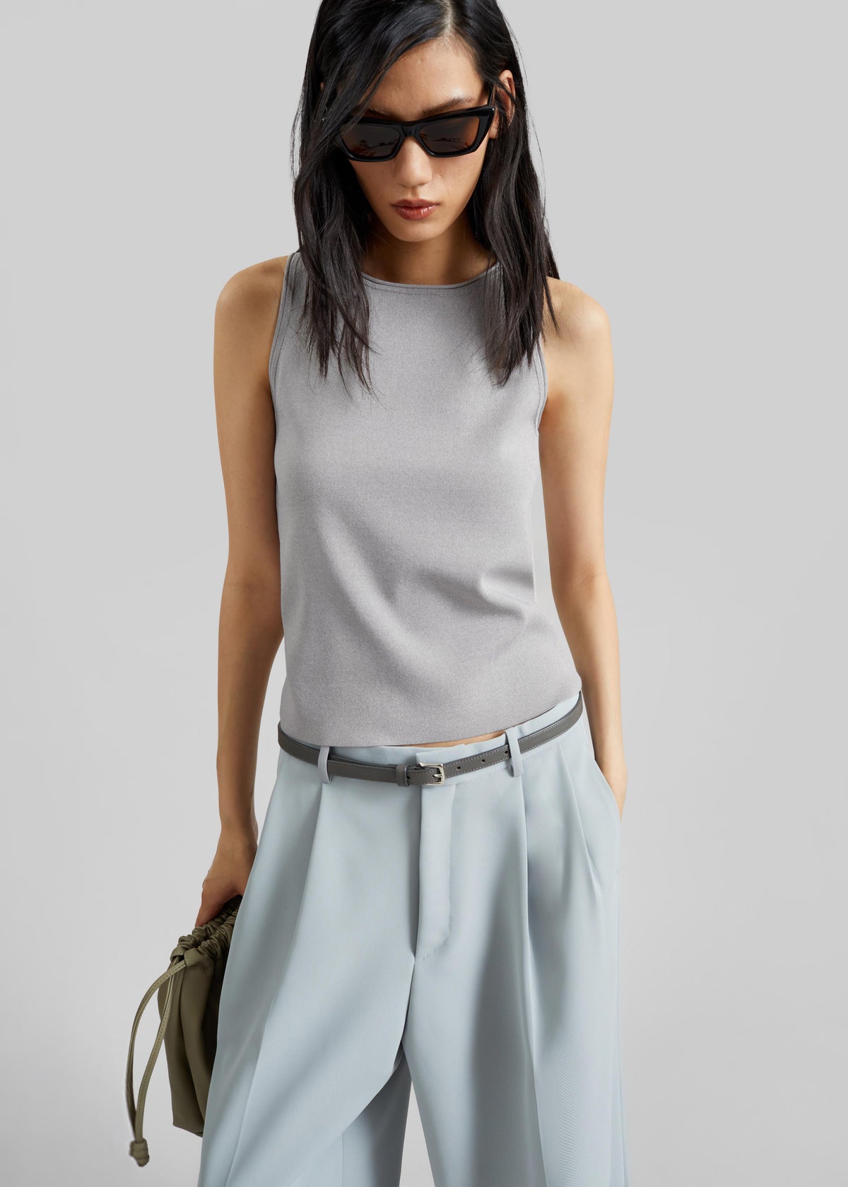Kinna Knit Sleeveless Top - Grey – view 1 of 8