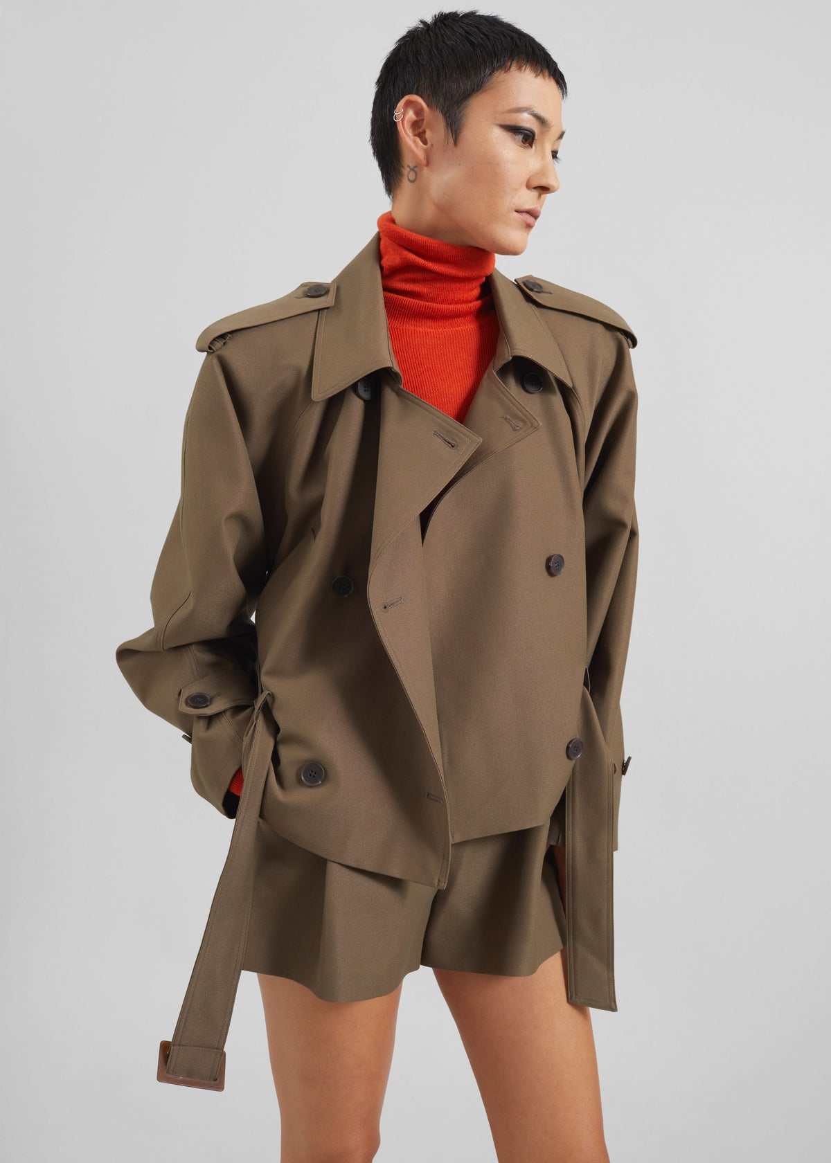 Kinsley Cropped Trench Jacket - Brown – view 2 of 10