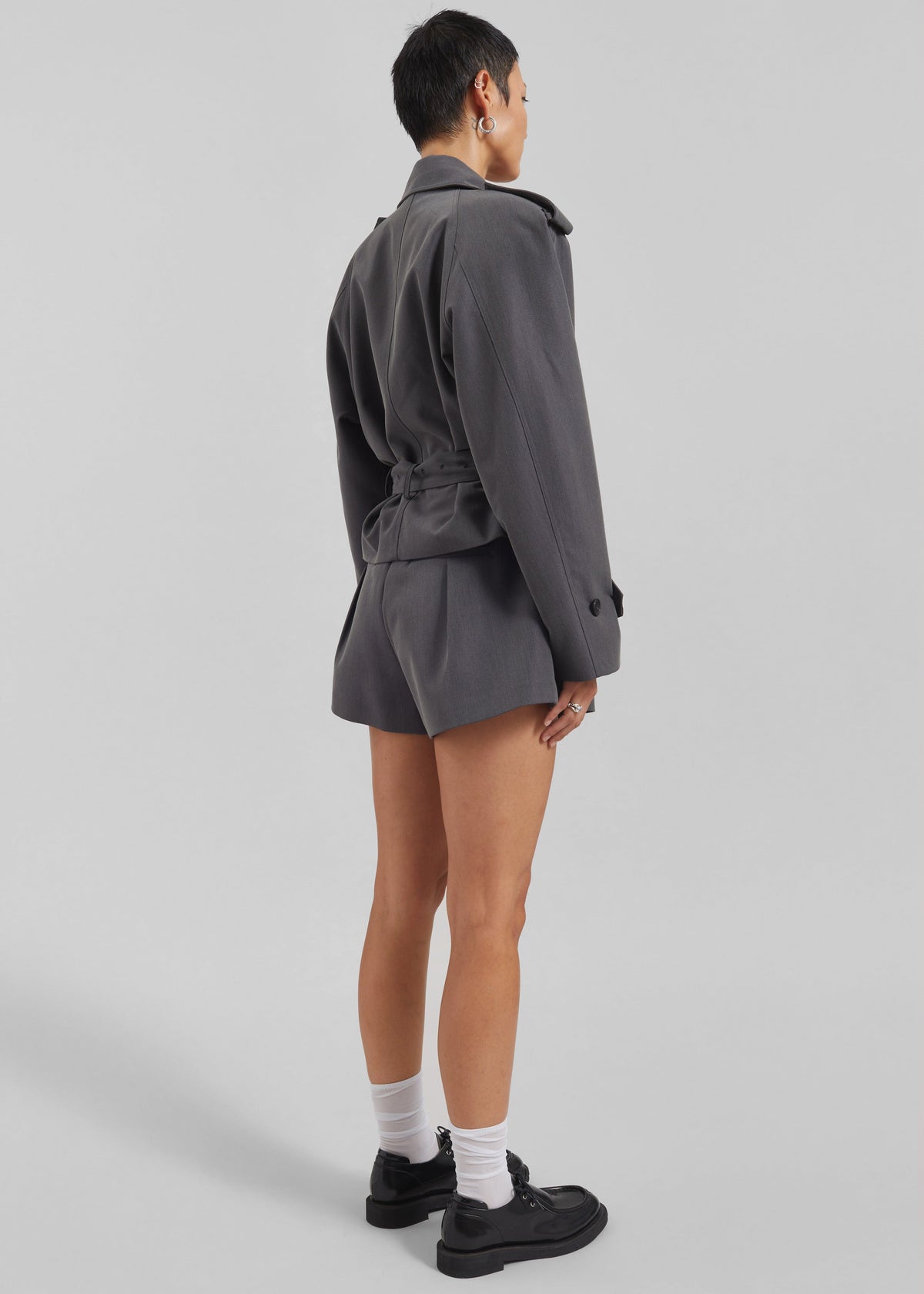 Kinsley Cropped Trench Jacket - Grey – view 8 of 9
