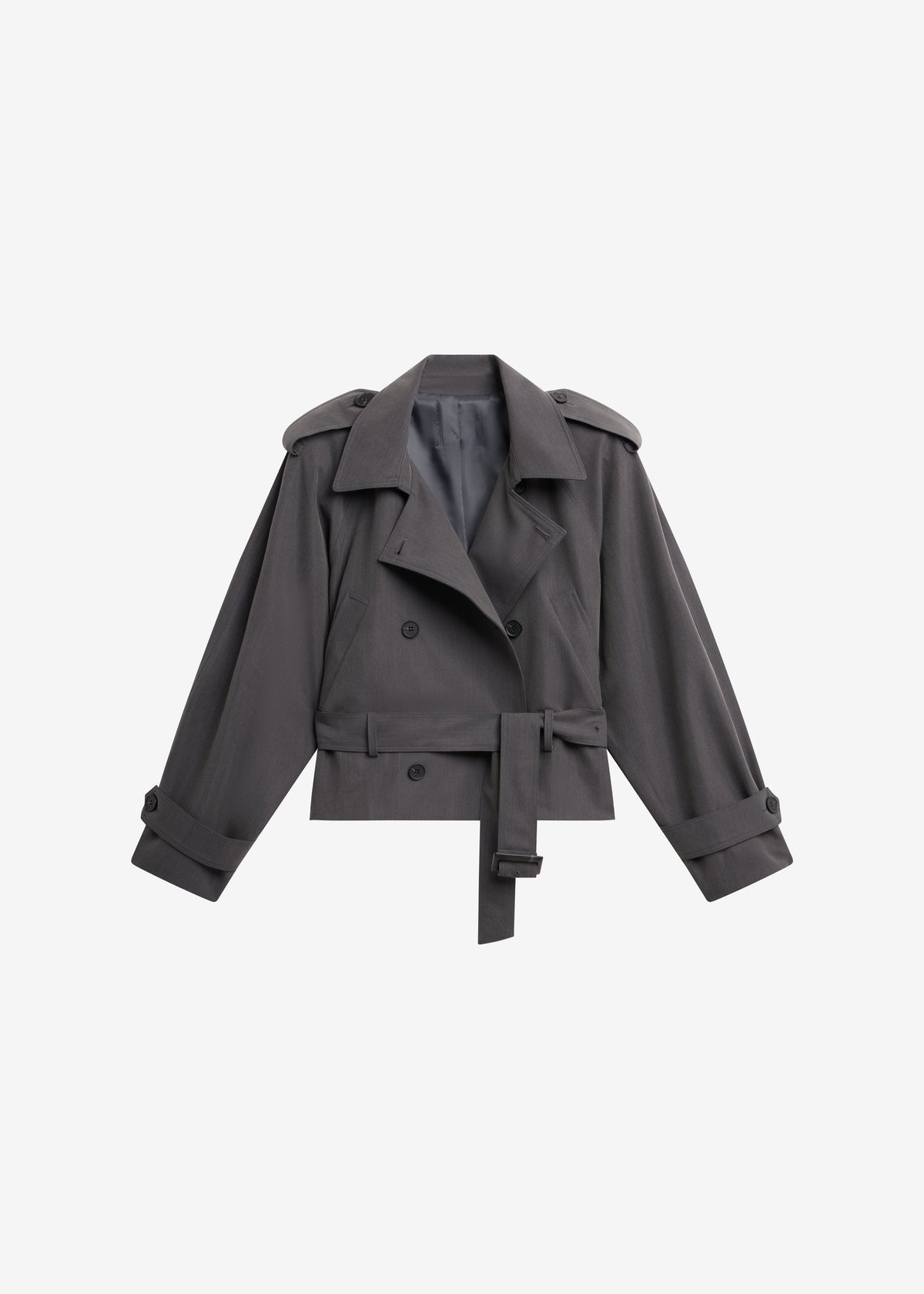 Kinsley Cropped Trench Jacket - Grey – view 9 of 9