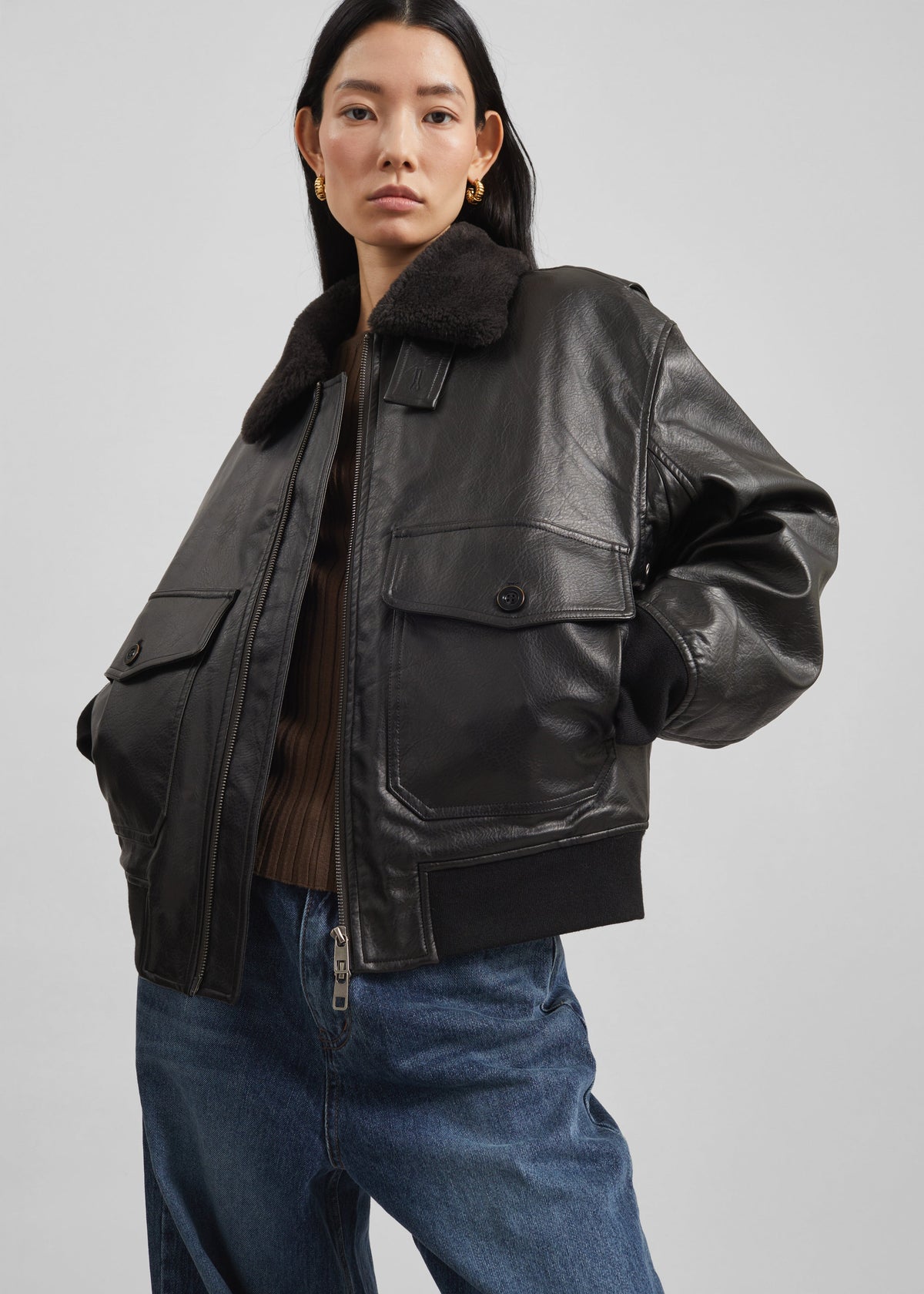 Kollam Faux Leather Boxy Jacket - Black – view 1 of 7