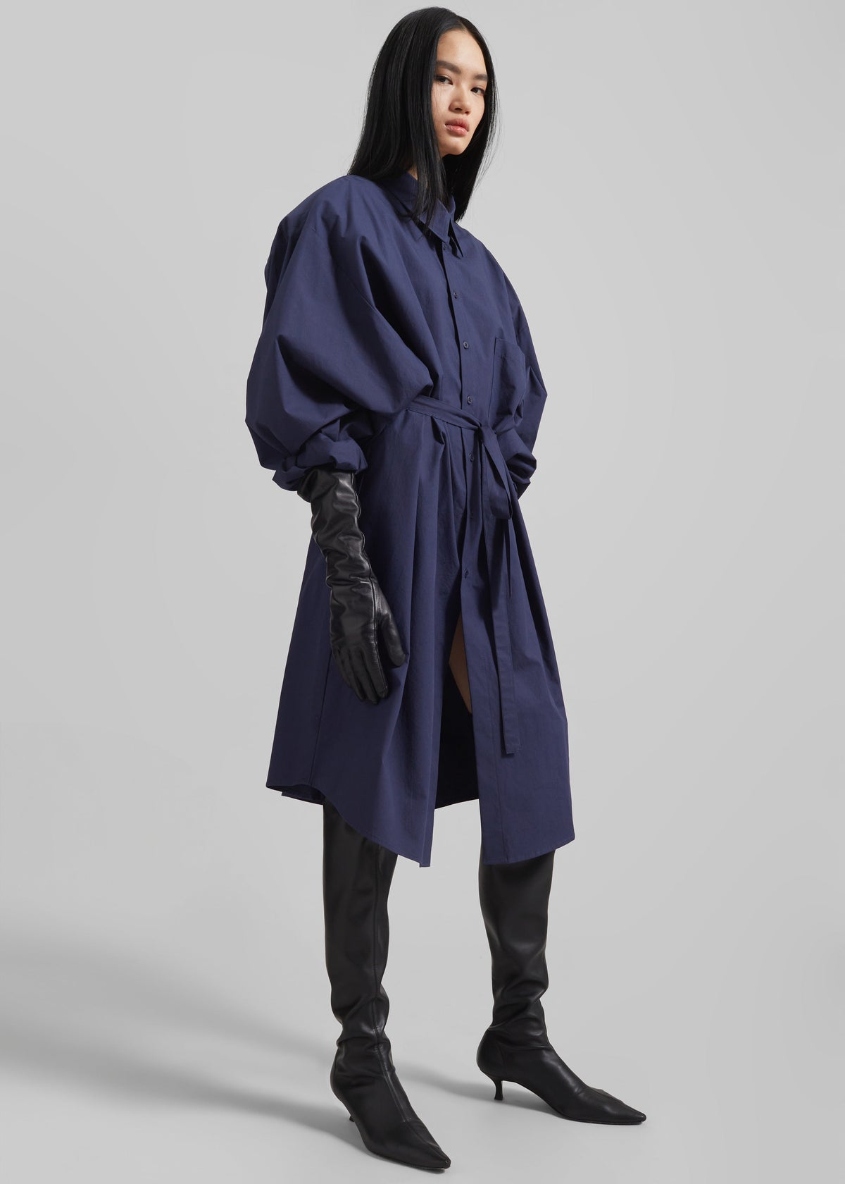 Korben Oversized Shirt Dress - Navy – view 2 of 9