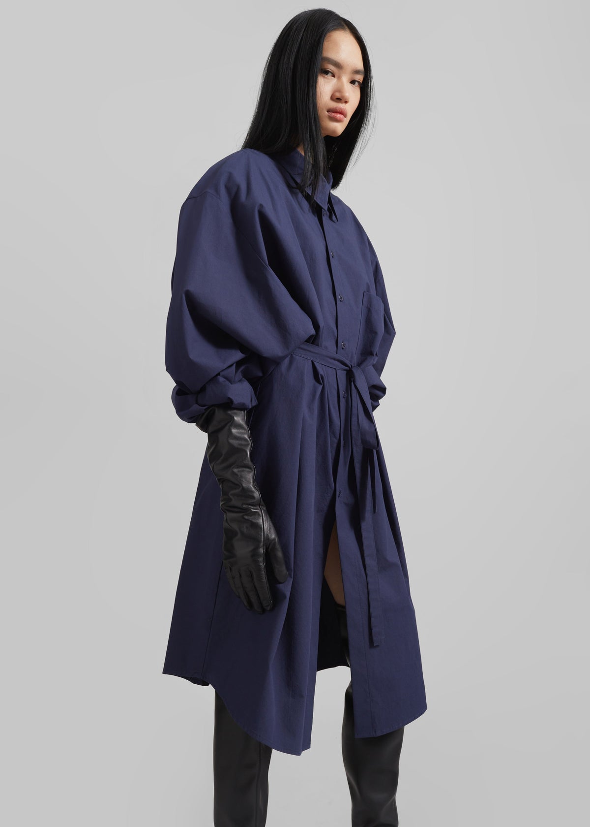 Korben Oversized Shirt Dress - Navy – view 7 of 9