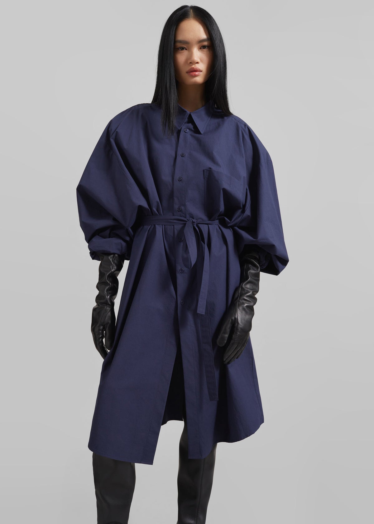 Korben Oversized Shirt Dress - Navy – view 1 of 9