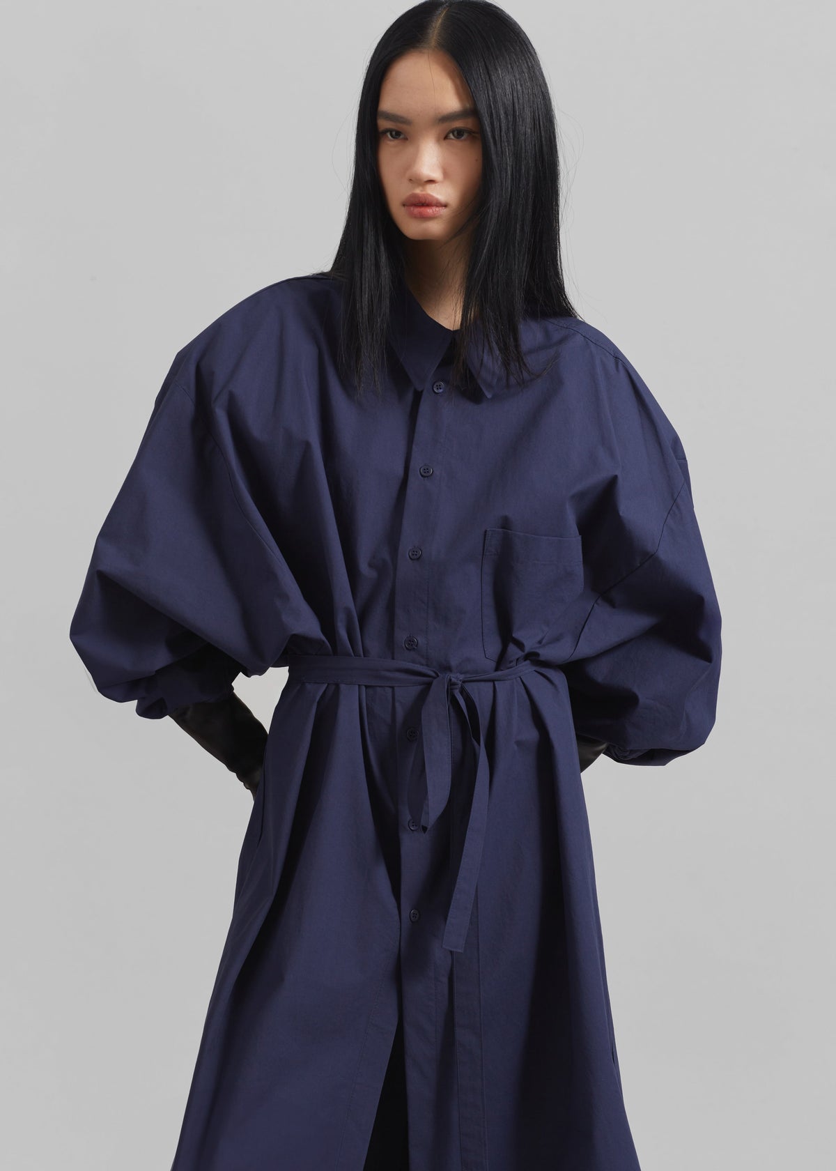 Korben Oversized Shirt Dress - Navy – view 3 of 9