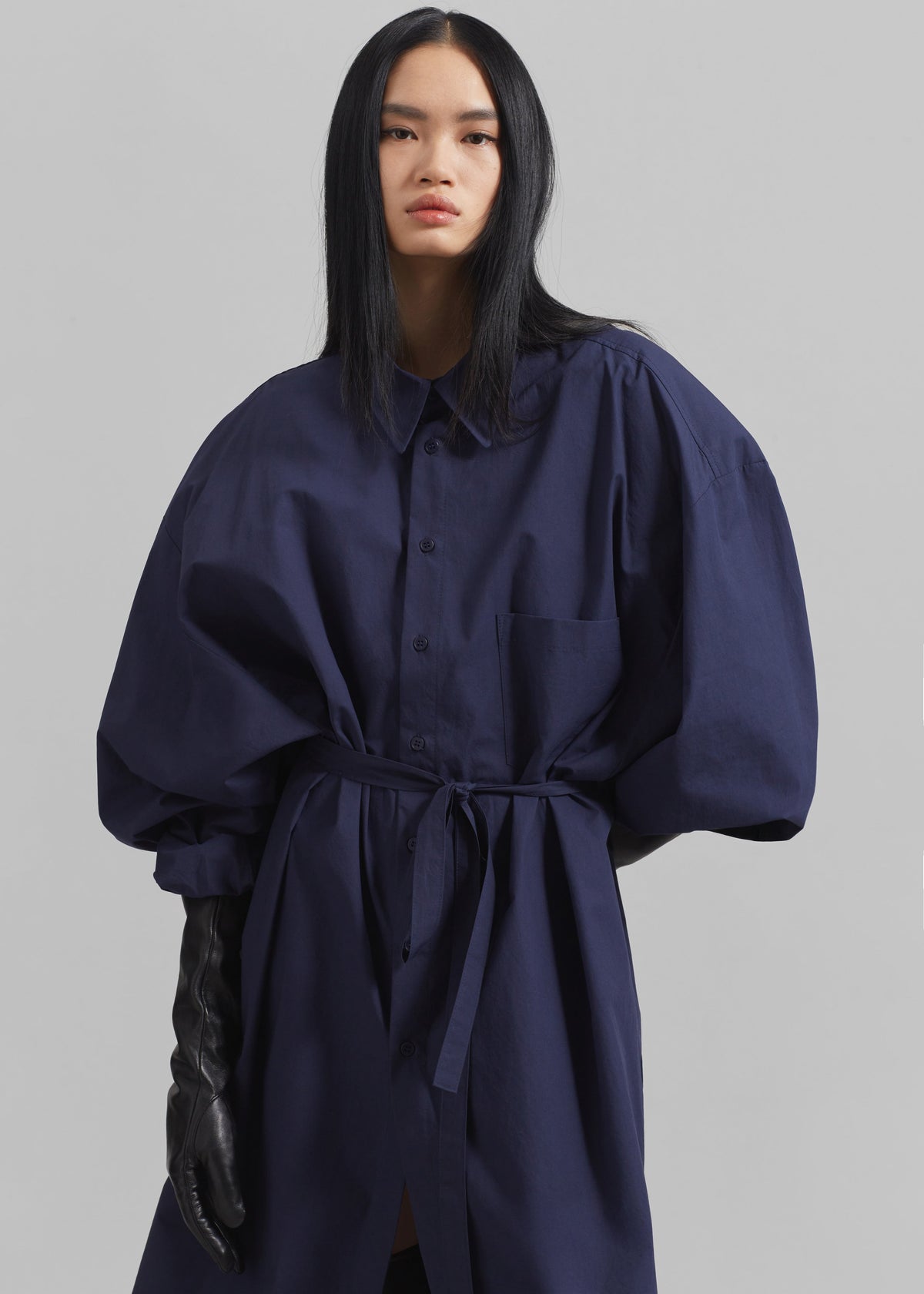 Korben Oversized Shirt Dress - Navy – view 5 of 9
