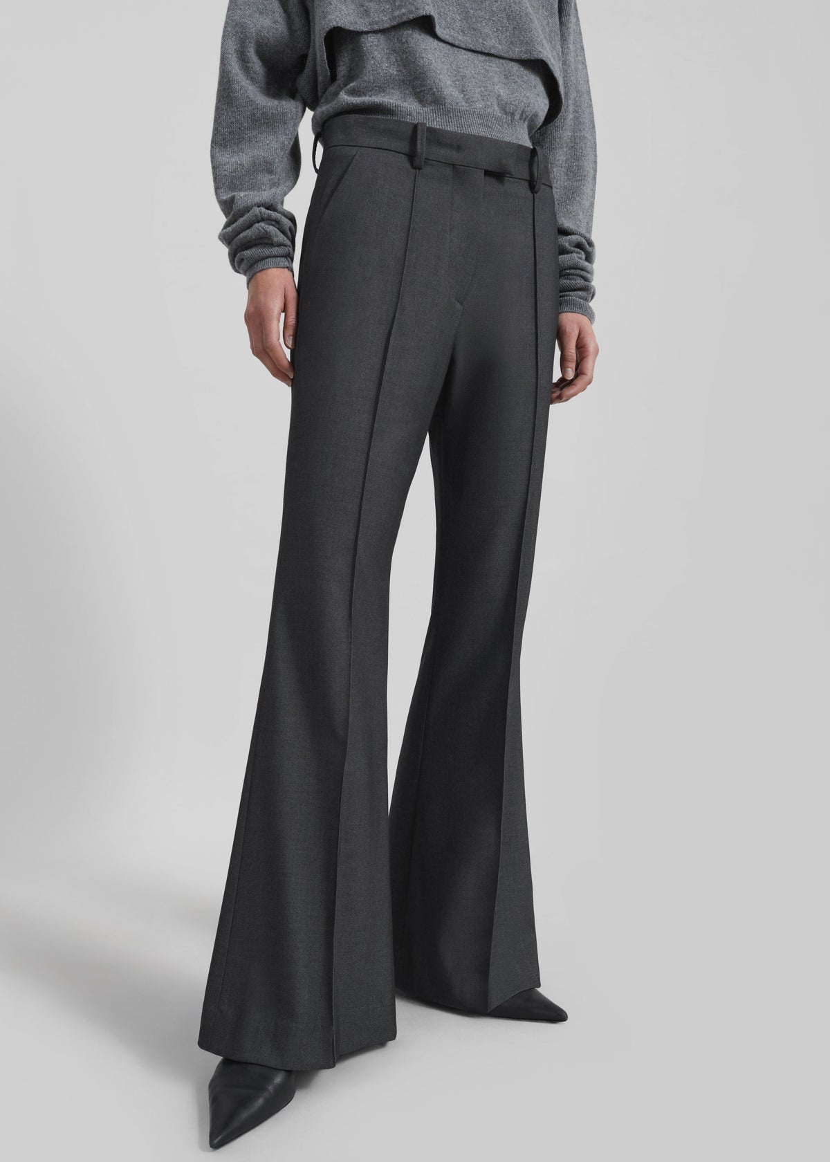 Kvale Pintuck Flared Trousers - Dark Grey – view 2 of 9