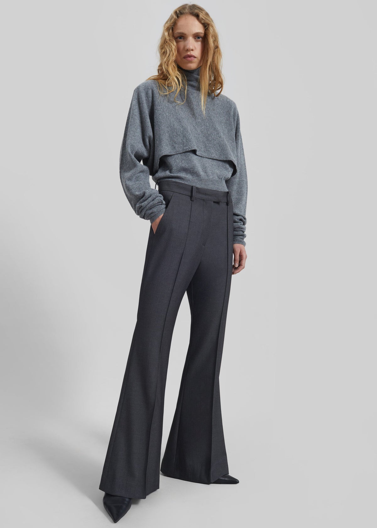Kvale Pintuck Flared Trousers - Dark Grey – view 1 of 9