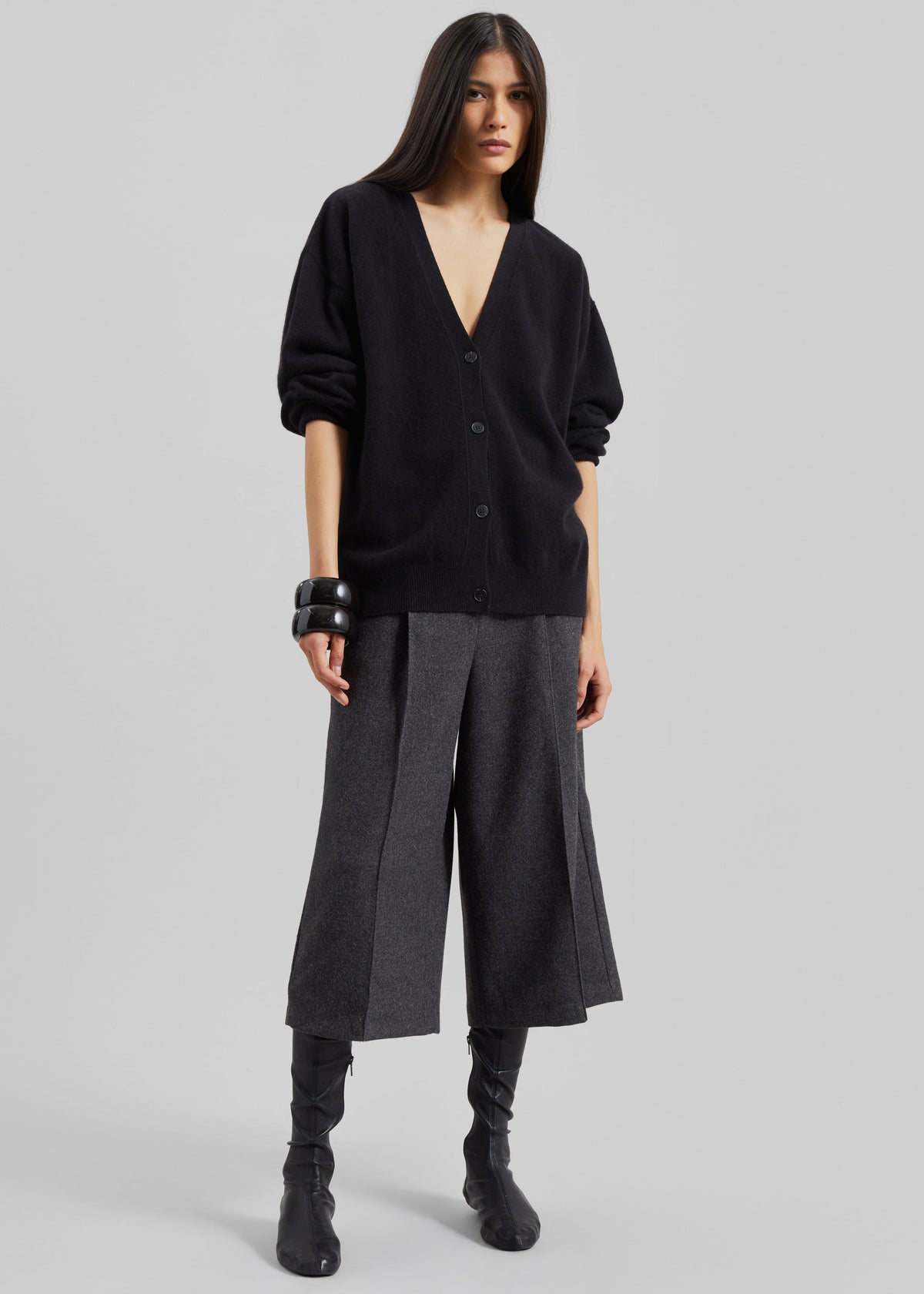 Lachen Double-Sided Wool Cardigan - Black – view 2 of 8