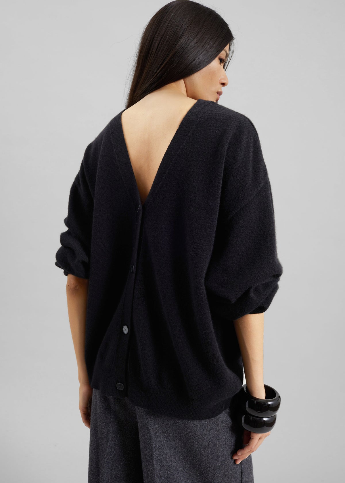 Lachen Double-Sided Wool Cardigan - Black – view 1 of 8