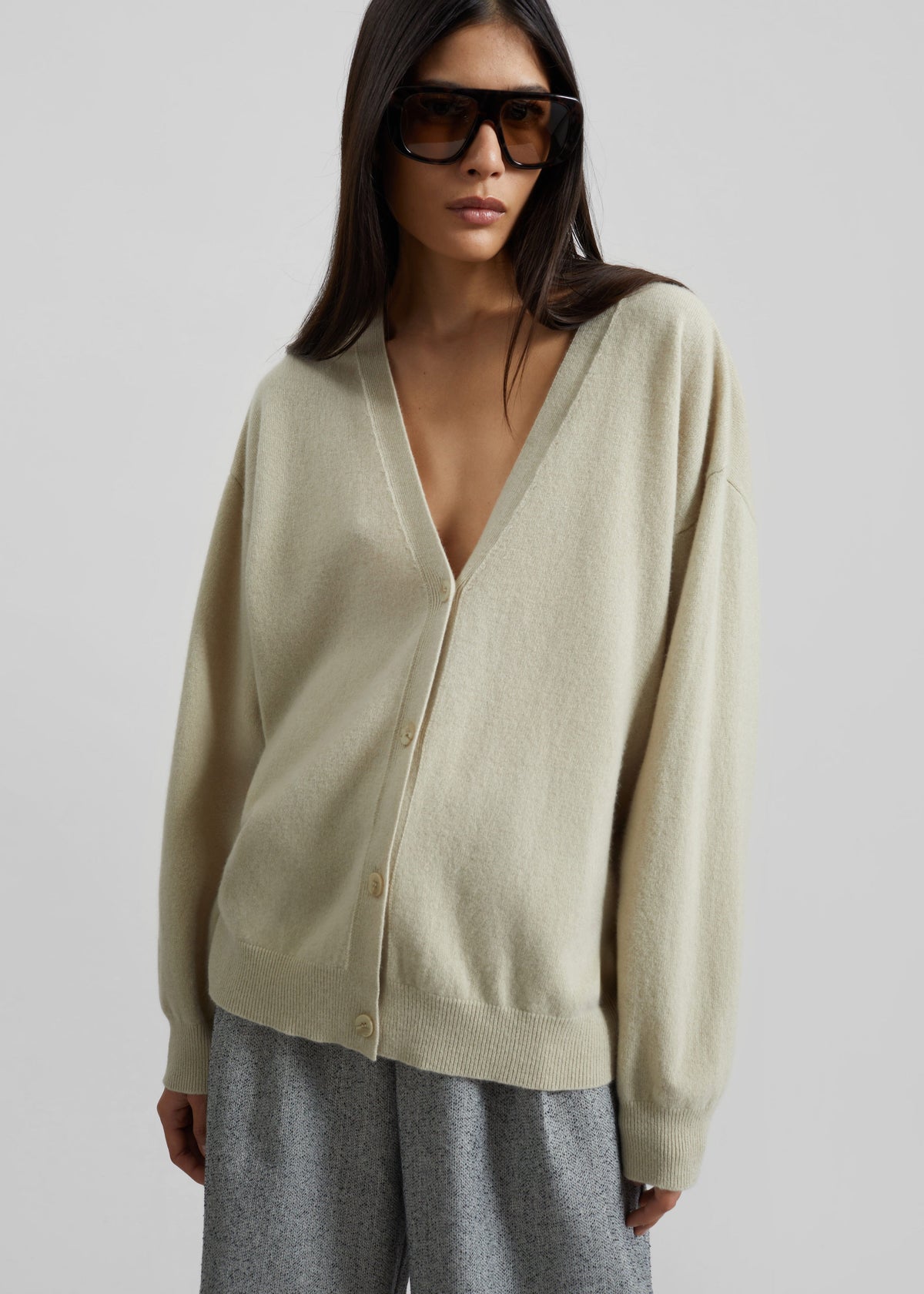 Lachen Double-Sided Wool Cardigan - Light Beige – view 1 of 7