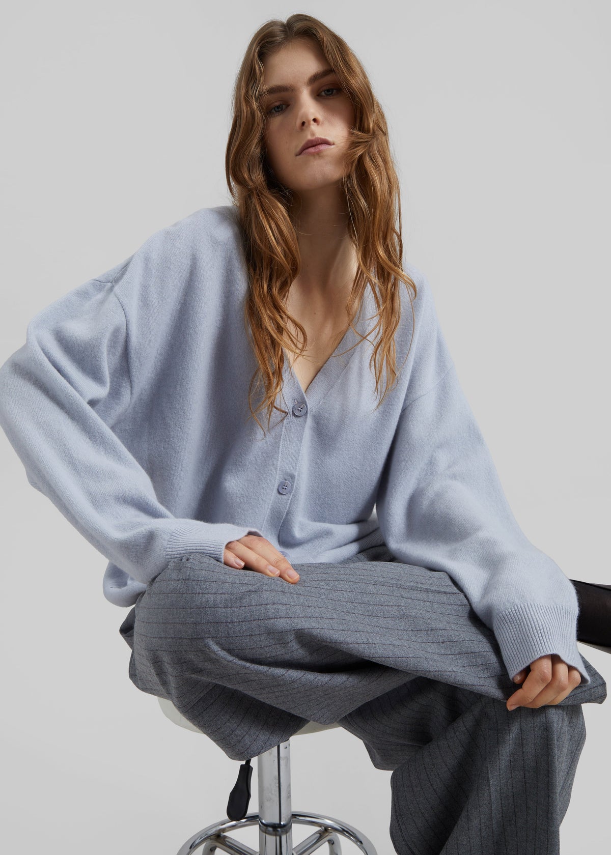Lachen Double-Sided Wool Cardigan - Powder Blue – view 1 of 1