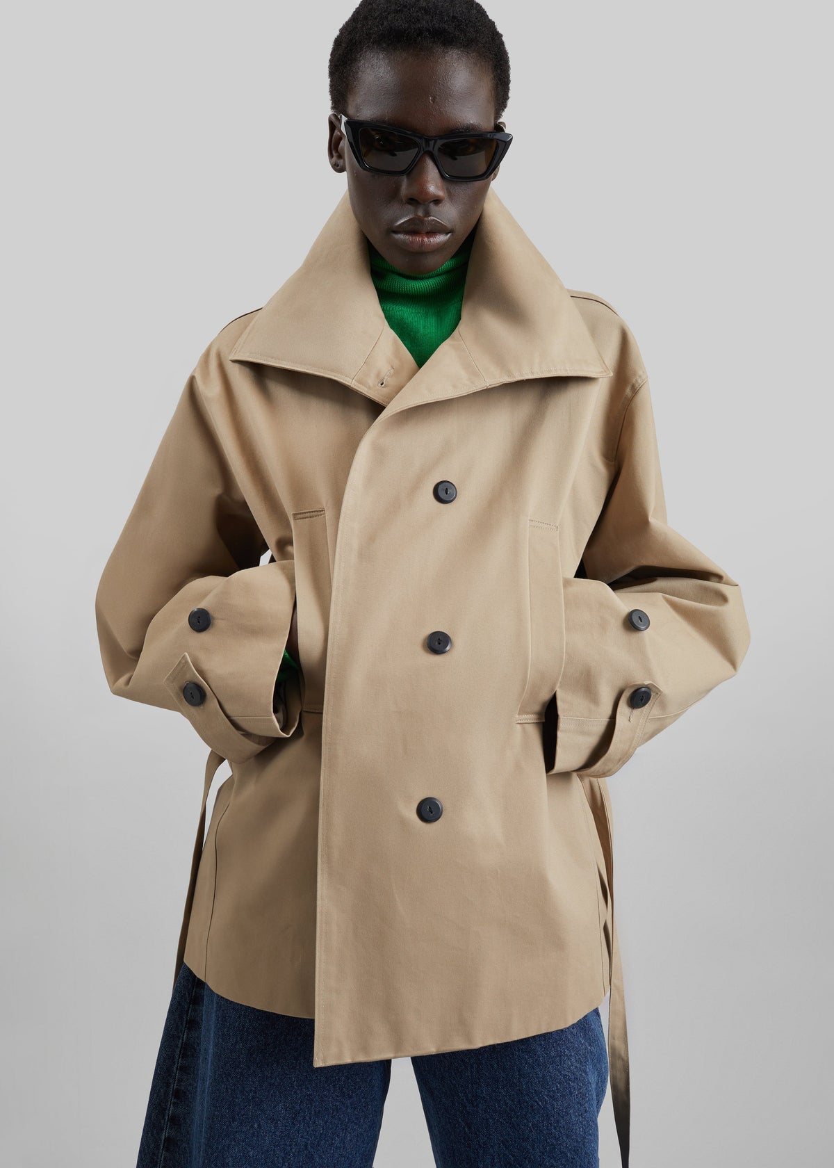 Lahti Belted Short Coat - Beige – view 3 of 9