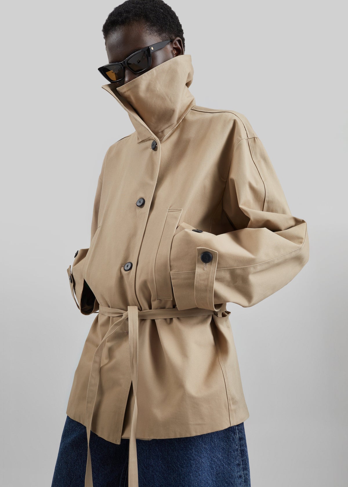 Lahti Belted Short Coat - Beige – view 1 of 9