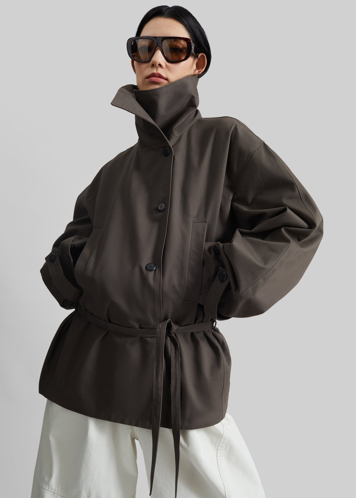 Lahti Belted Short Coat - Brown – view 1 of 9