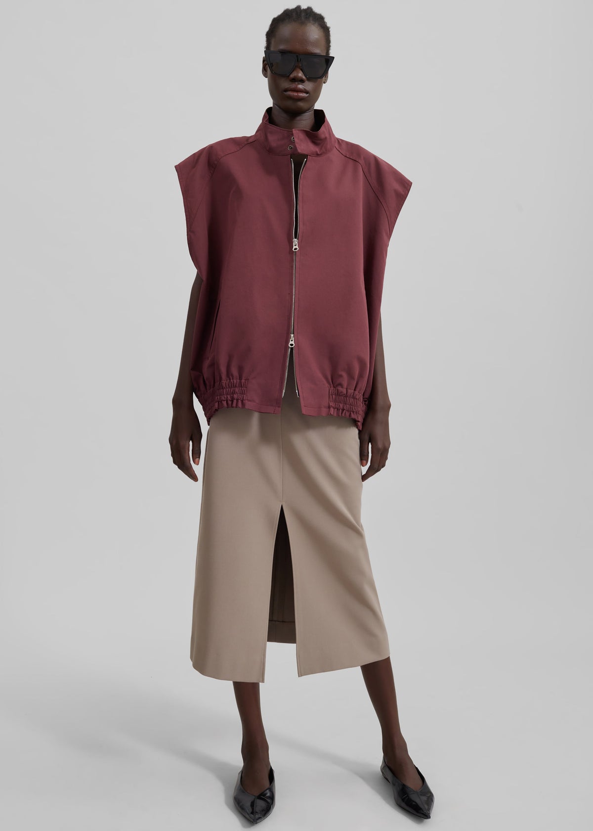 Lance Sleeveless Bomber Jacket - Burgundy – view 3 of 10