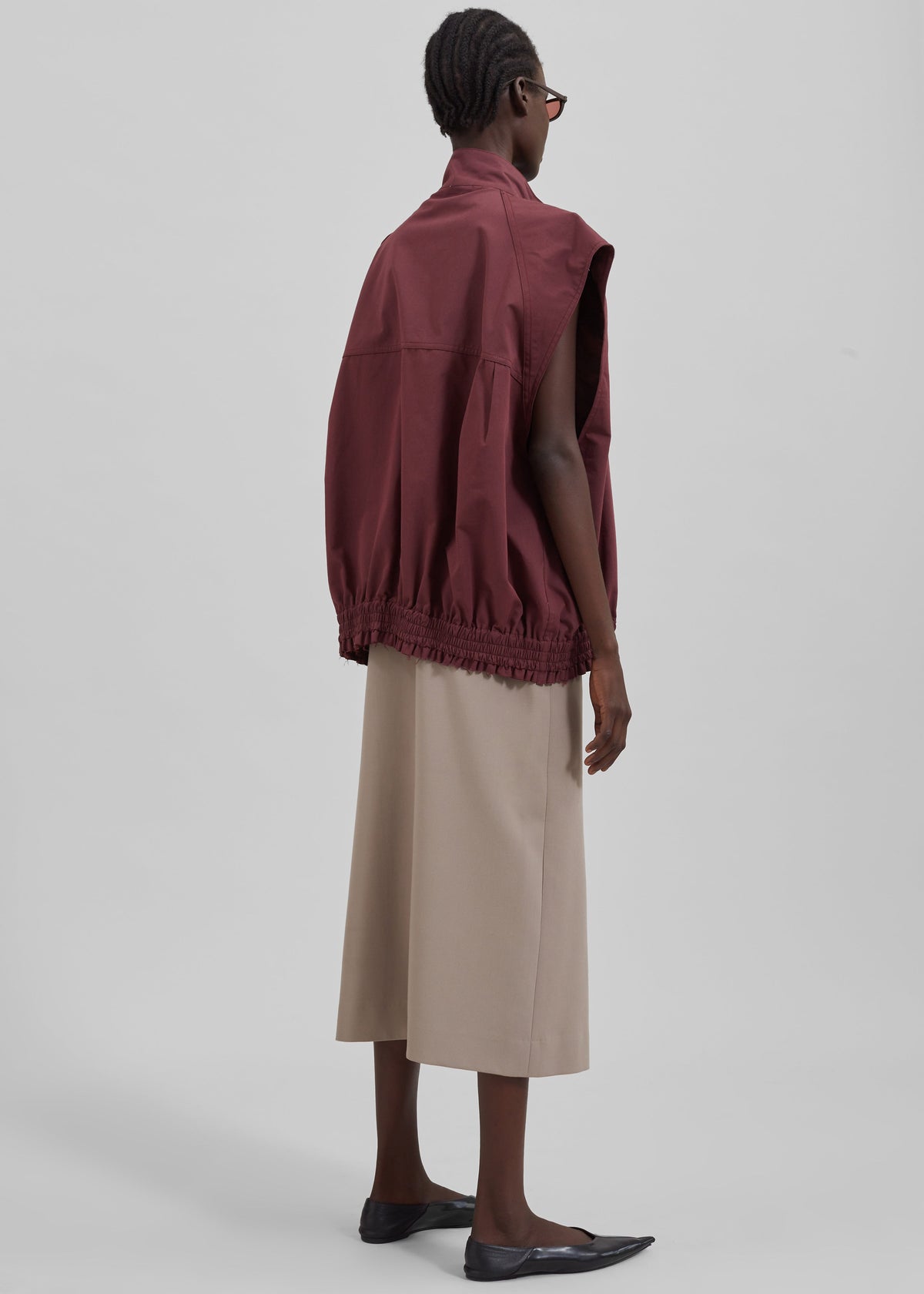 Lance Sleeveless Bomber Jacket - Burgundy – view 9 of 10