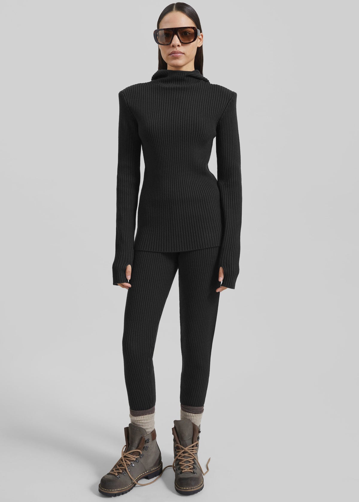 Larice Hooded Knit Top - Black – view 2 of 9