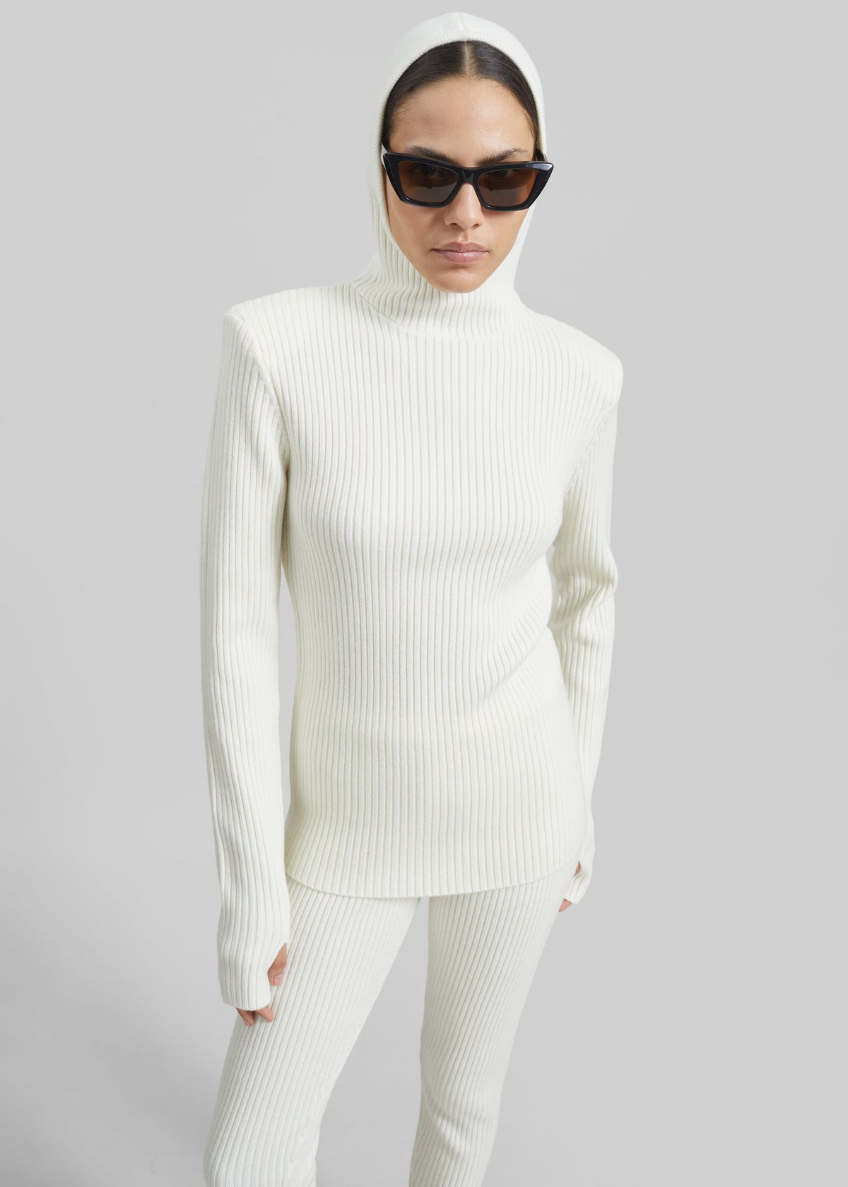 Larice Hooded Knit Top - White – view 7 of 10