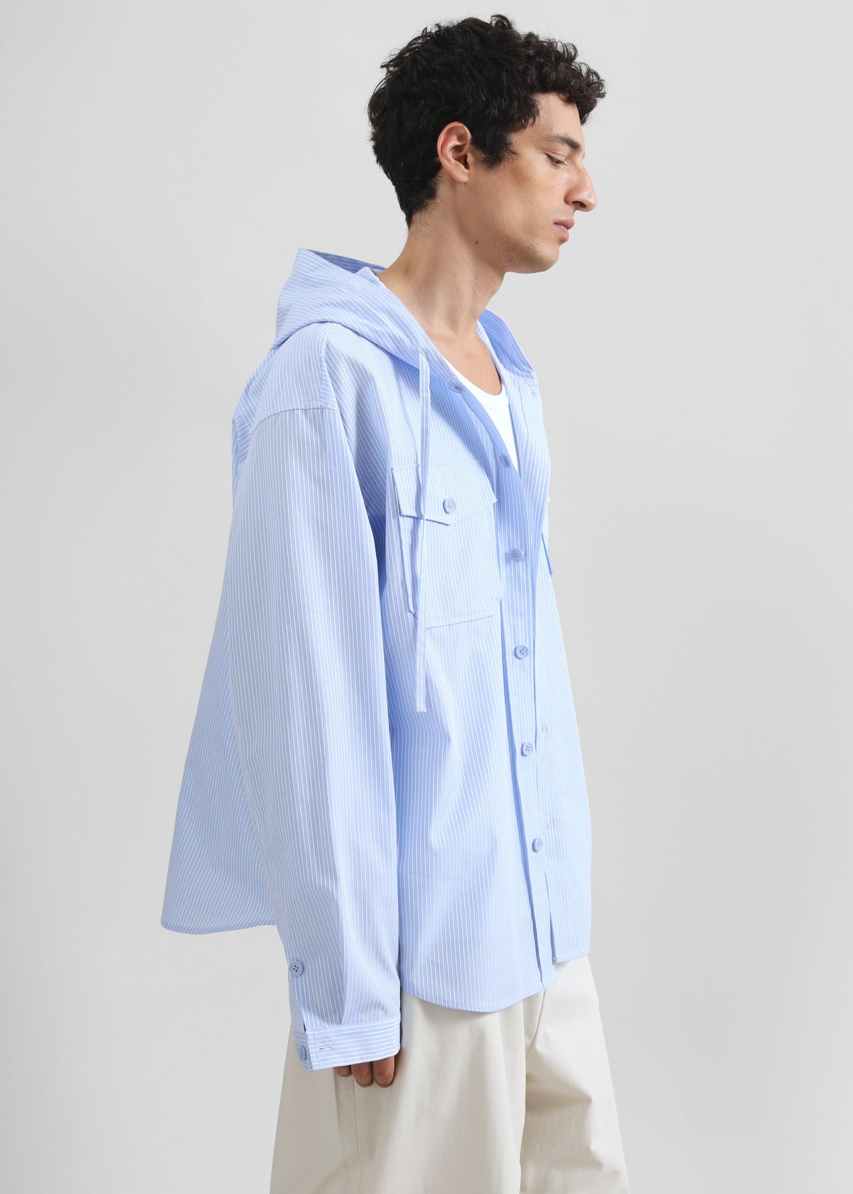 Lars Hooded Striped Jacket - Blue/White Stripe – view 4 of 11