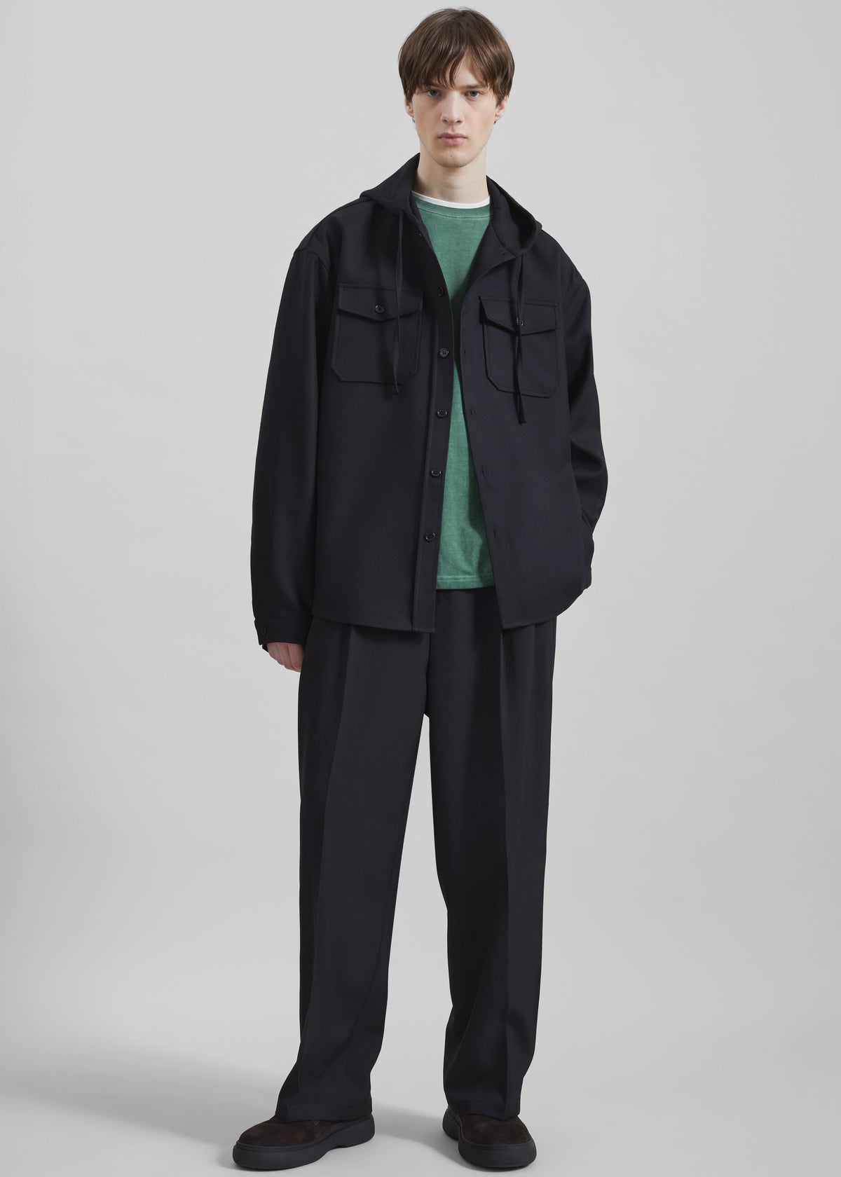 Lars Hooded Wool Blend Jacket - Black – view 3 of 7