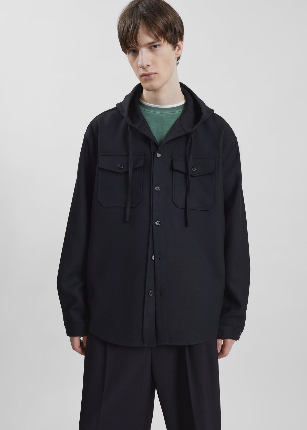 Lars Hooded Wool Blend Jacket - Black – view 4 of 7