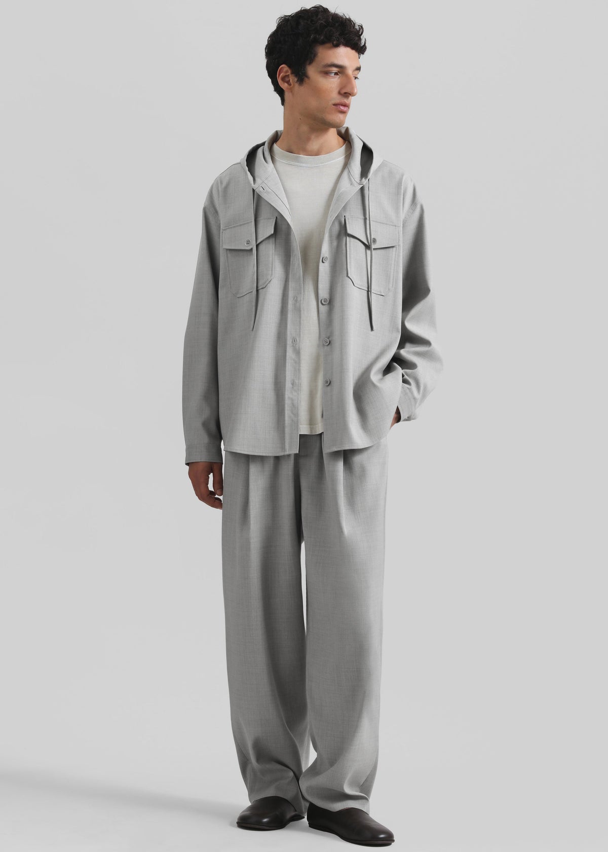 Lars Textured Hooded Jacket - Greige Melange – view 5 of 8