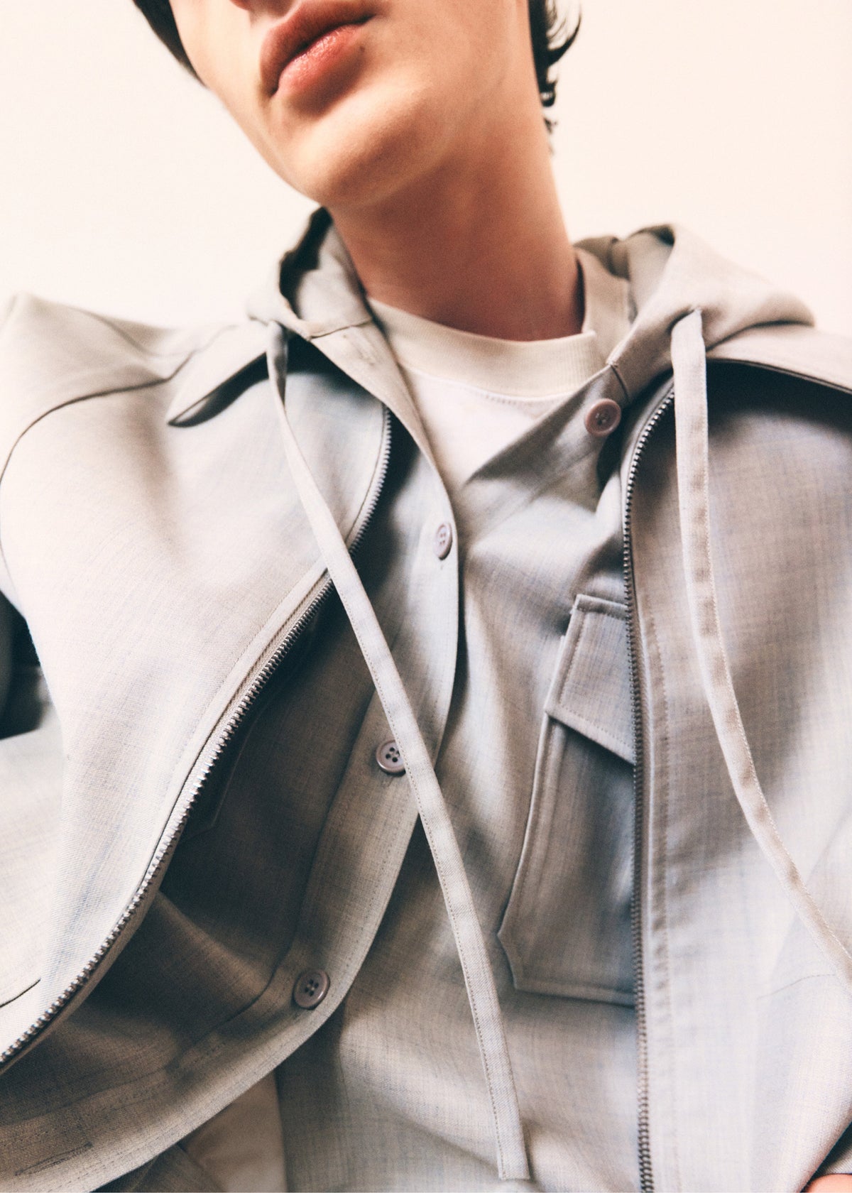 Lars Textured Hooded Jacket - Greige Melange – view 3 of 8