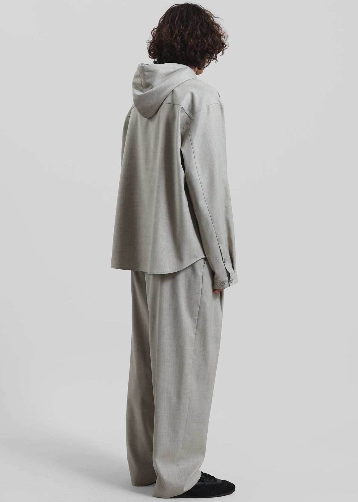 Lars Textured Hooded Jacket - Greige Melange – view 7 of 8