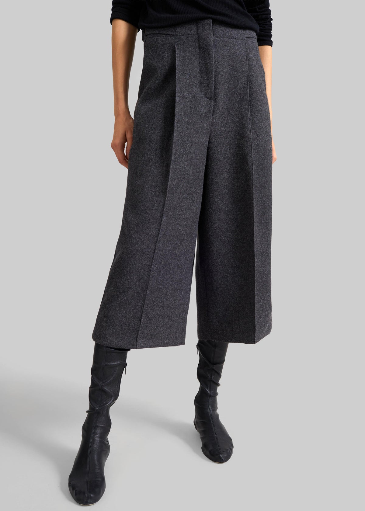 Leher Tailored Wool Culottes - Charcoal – view 2 of 10