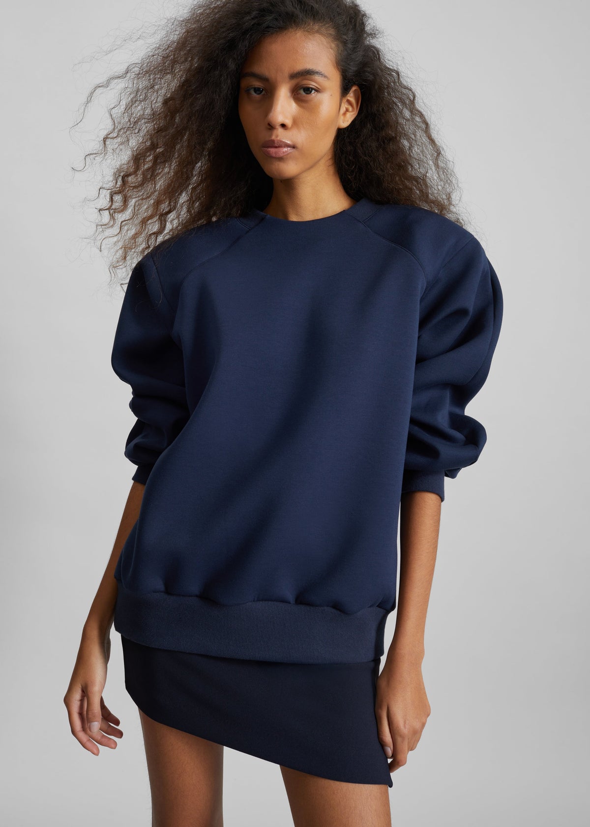 Leian Neoprene Padded Sweatshirt - Navy – view 5 of 10