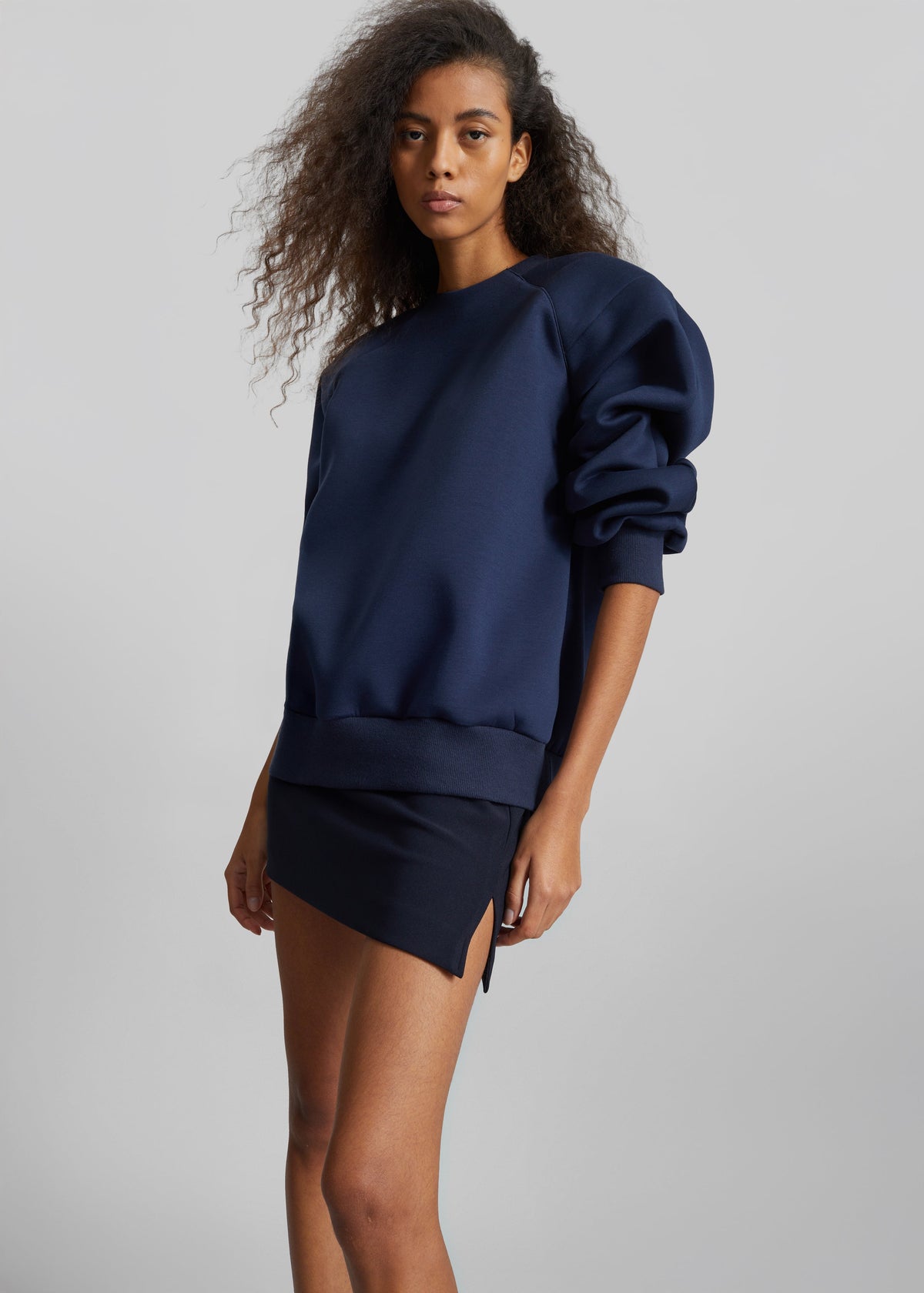 Leian Neoprene Padded Sweatshirt - Navy – view 6 of 10