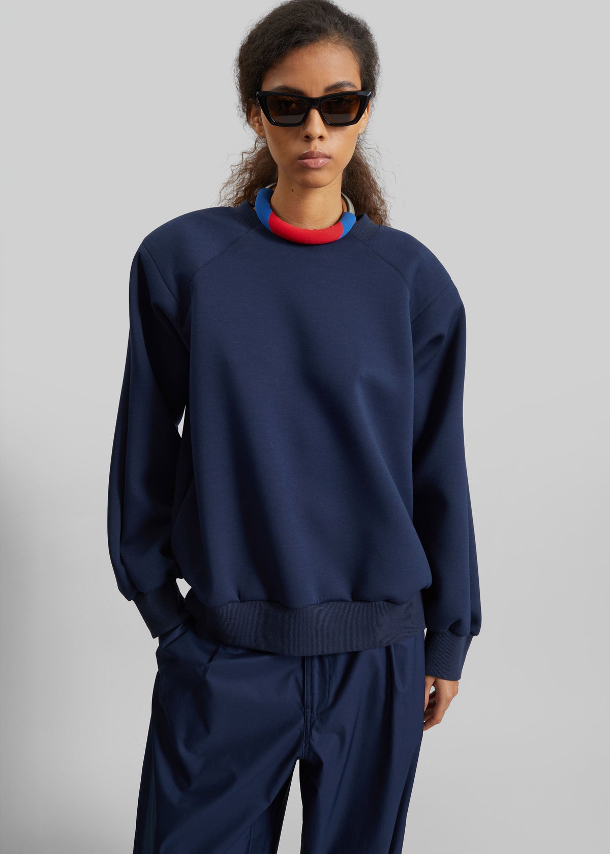 Leian Neoprene Padded Sweatshirt - Navy – view 8 of 10