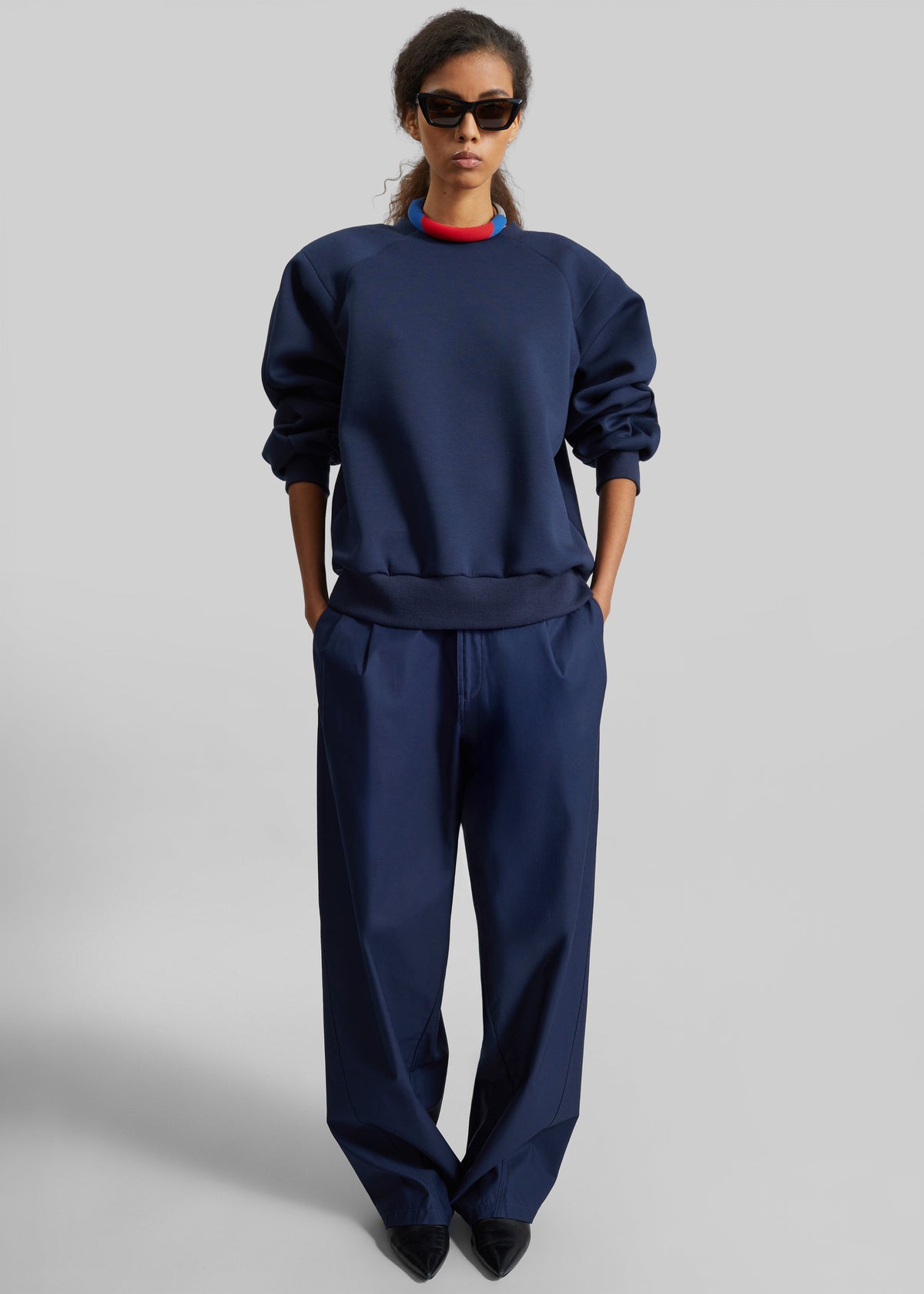 Leian Neoprene Padded Sweatshirt - Navy – view 7 of 10