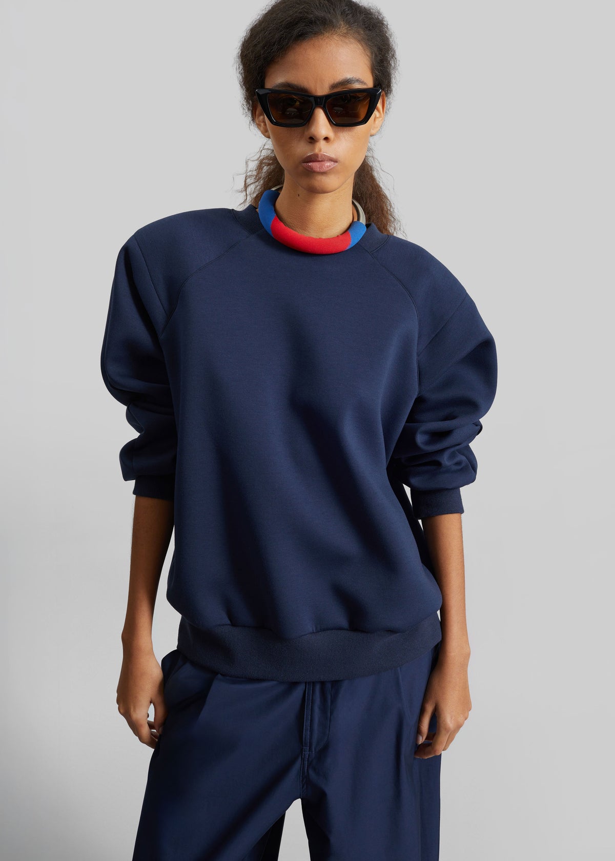 Leian Neoprene Padded Sweatshirt - Navy – view 1 of 10