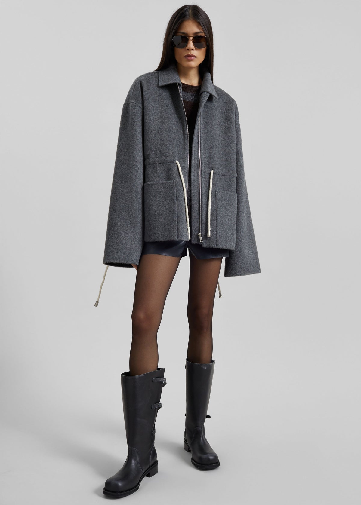 Lemvig Wool Drawstring Jacket - Grey – view 4 of 9