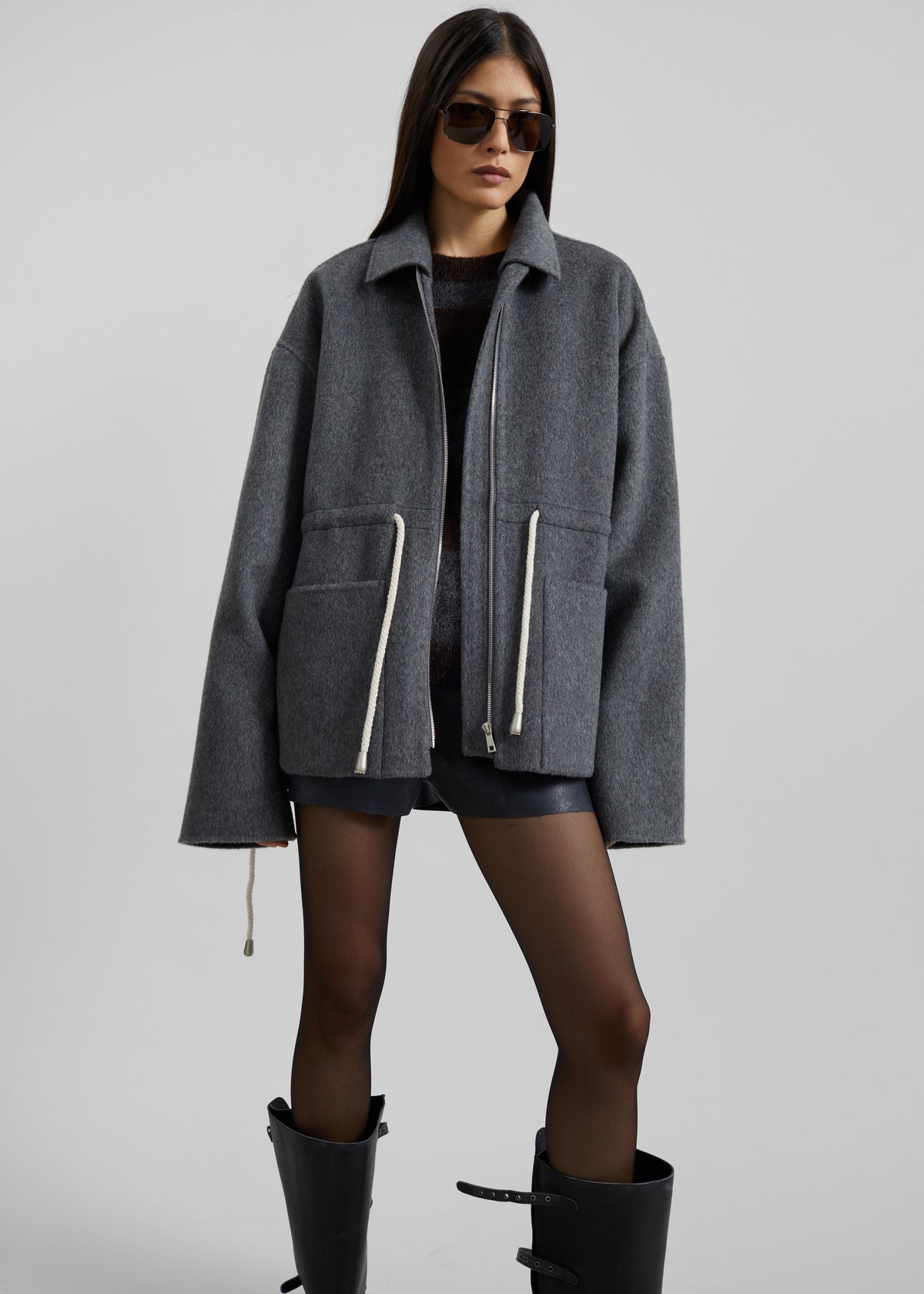 Lemvig Wool Drawstring Jacket - Grey – view 3 of 9